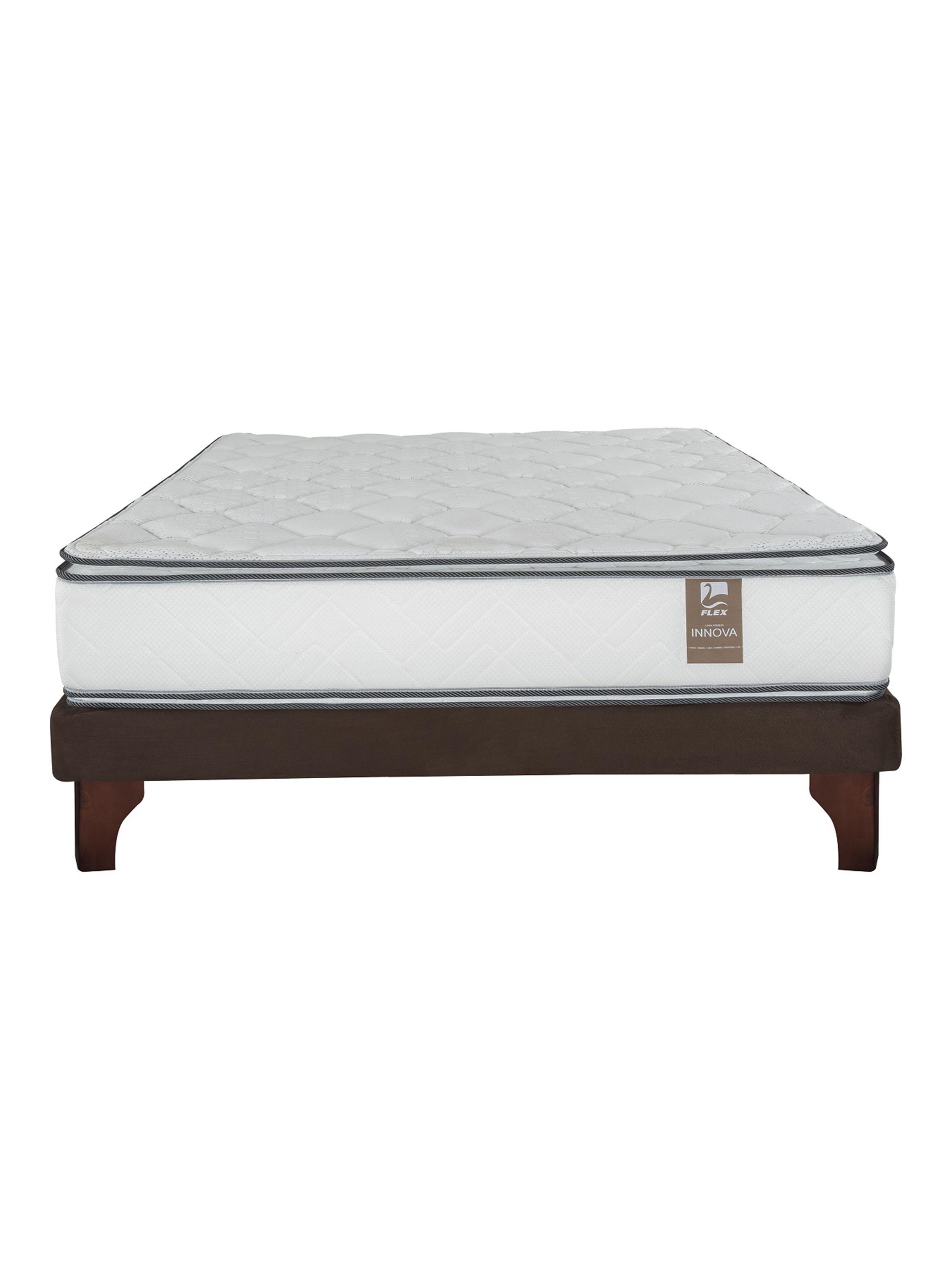 Cama Europea Chocolate + Colchón Innova 2 Plazas-2