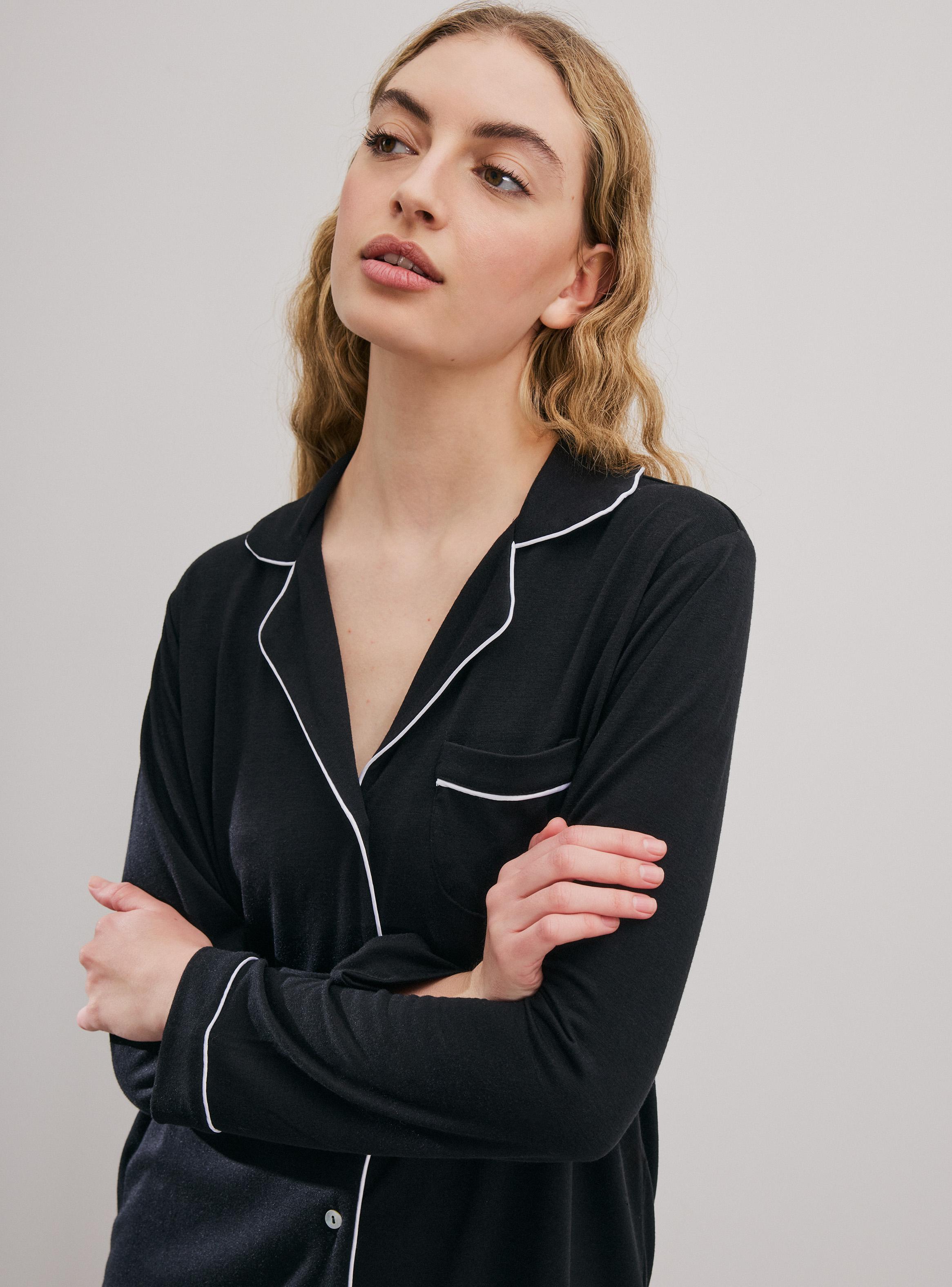 Pijama Camisero Piping en Contraste-2