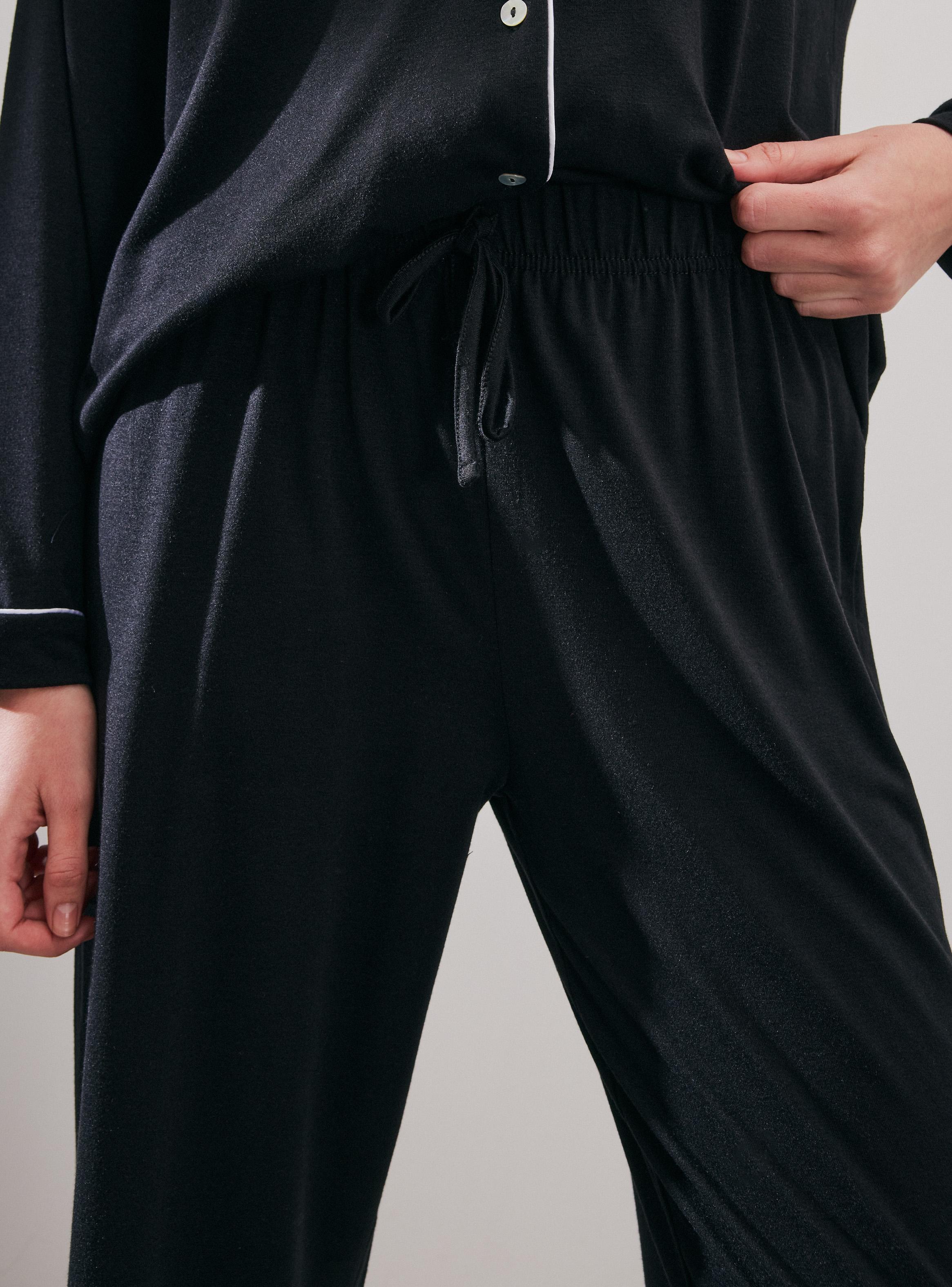 Pijama Camisero Piping en Contraste-3