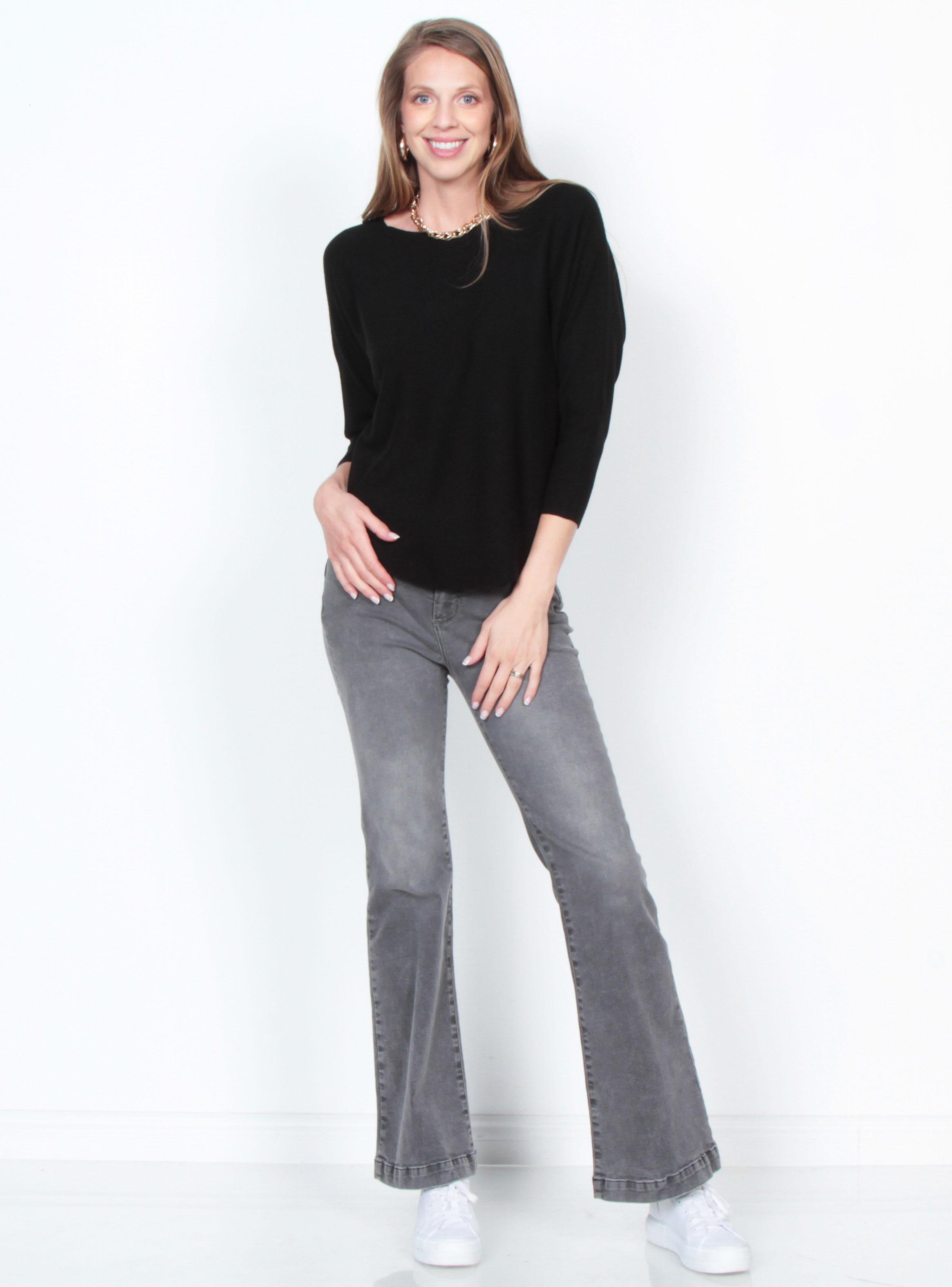 Sweater Escote Redondo Manga 3/4 Sólido-3