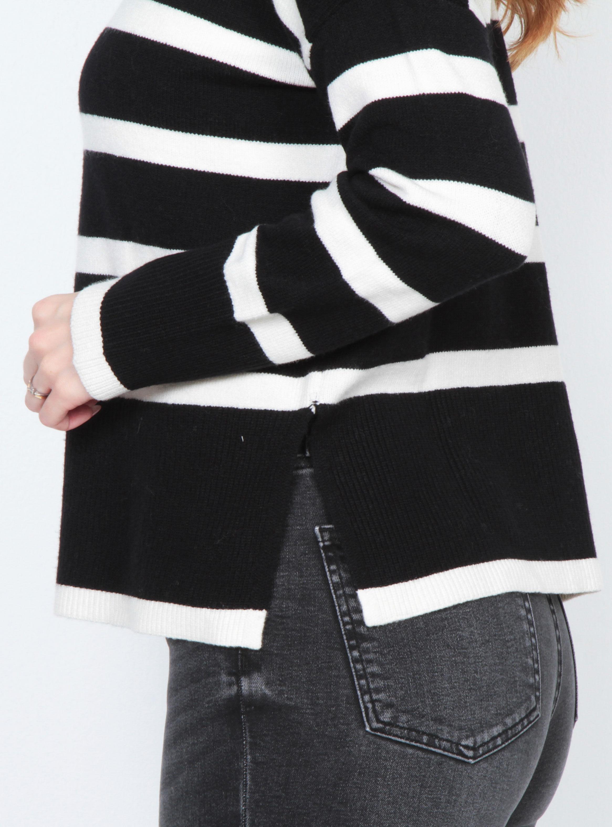 Sweater Manga Larga Listado Cuello Alto-2