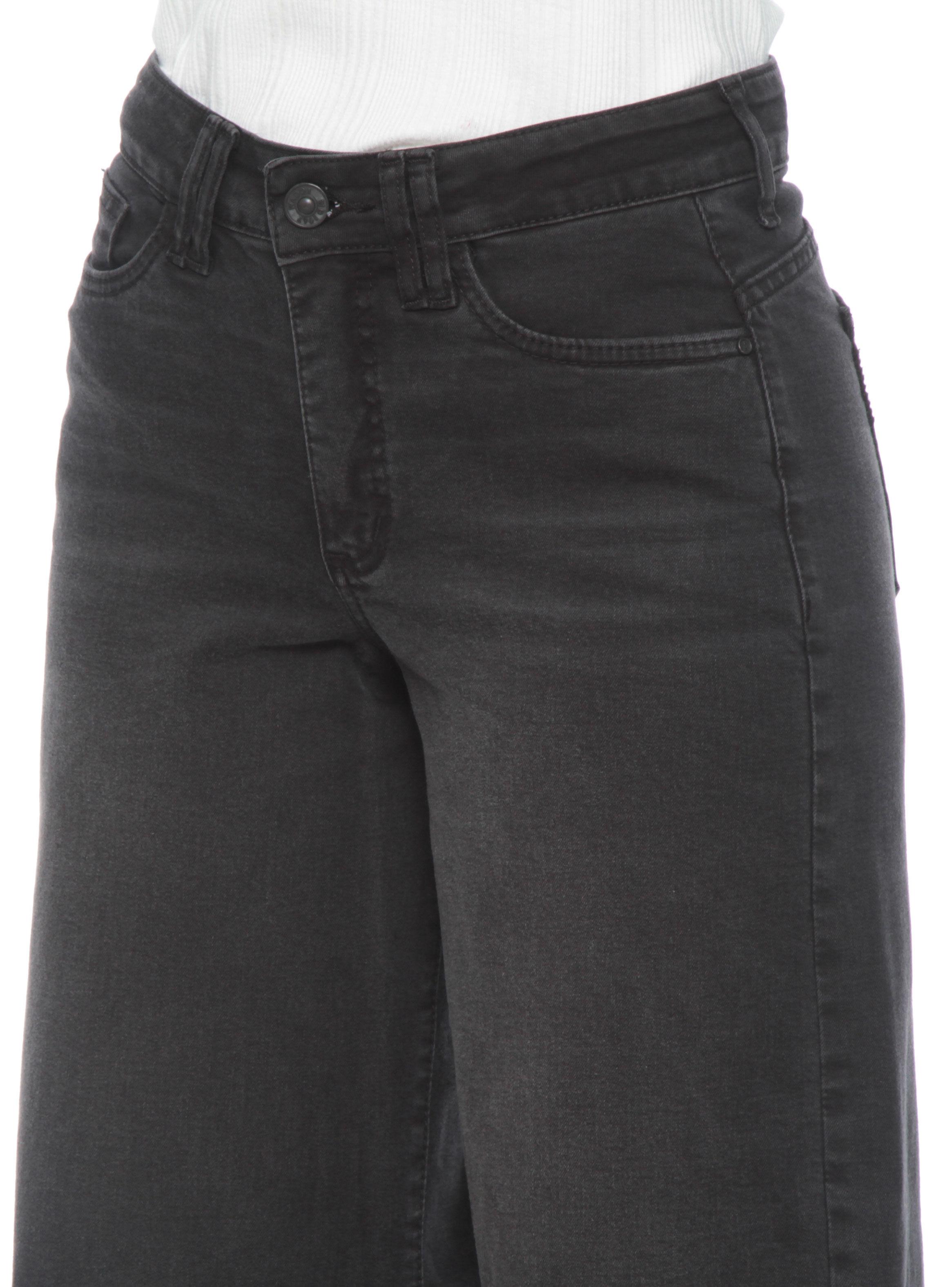Jeans Wide Leg Tiro Alto Pretina Básica-2