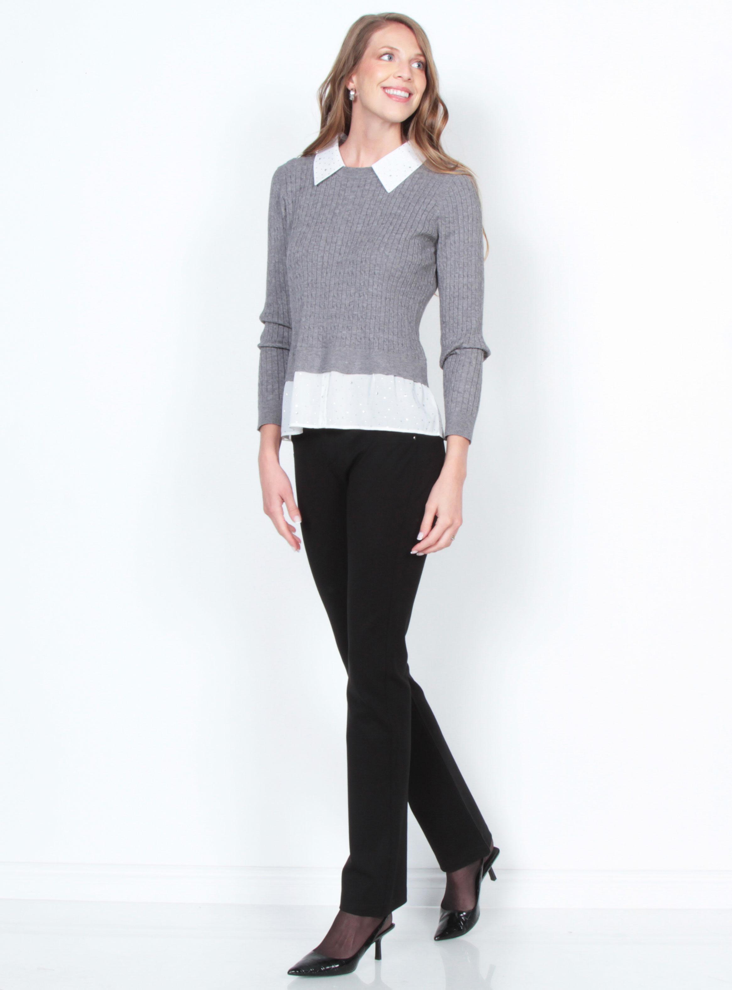 Sweater Manga Larga Escote Redondo con Blusa-3