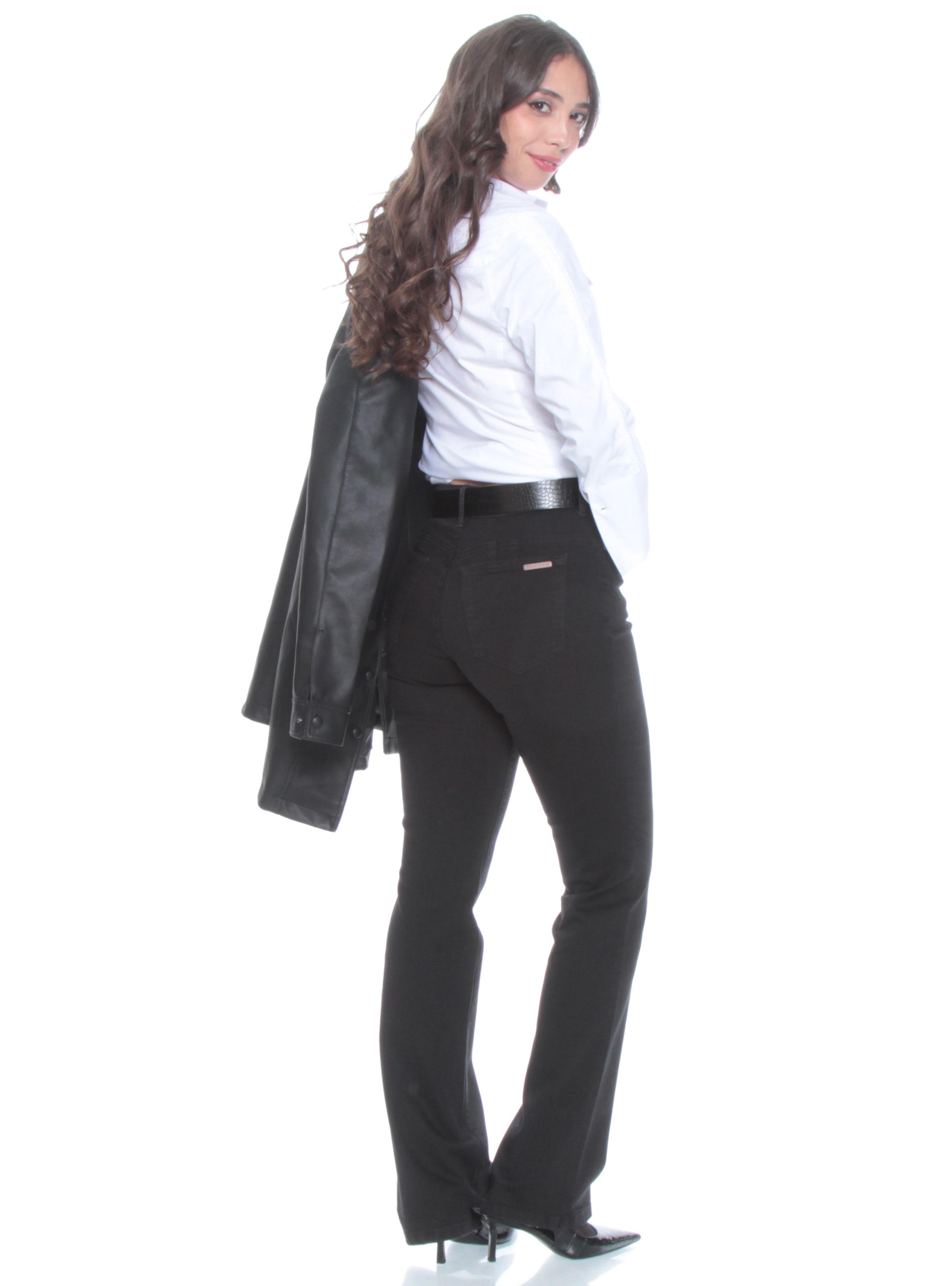 Jeans Boot Cut Tiro Alto Pretina In Push Up-4