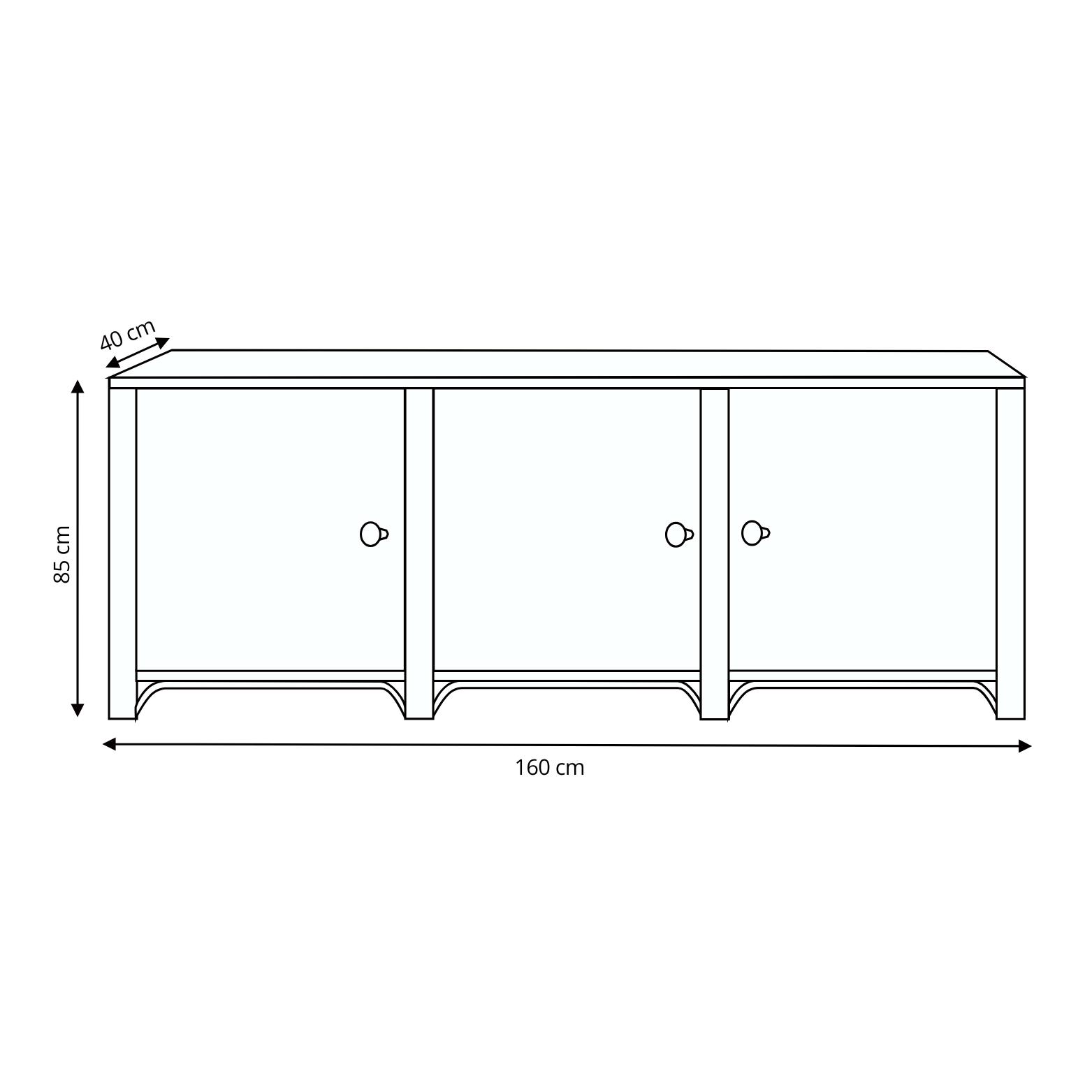 Buffet Ratan 3 Puertas 85x40x160 cm-1