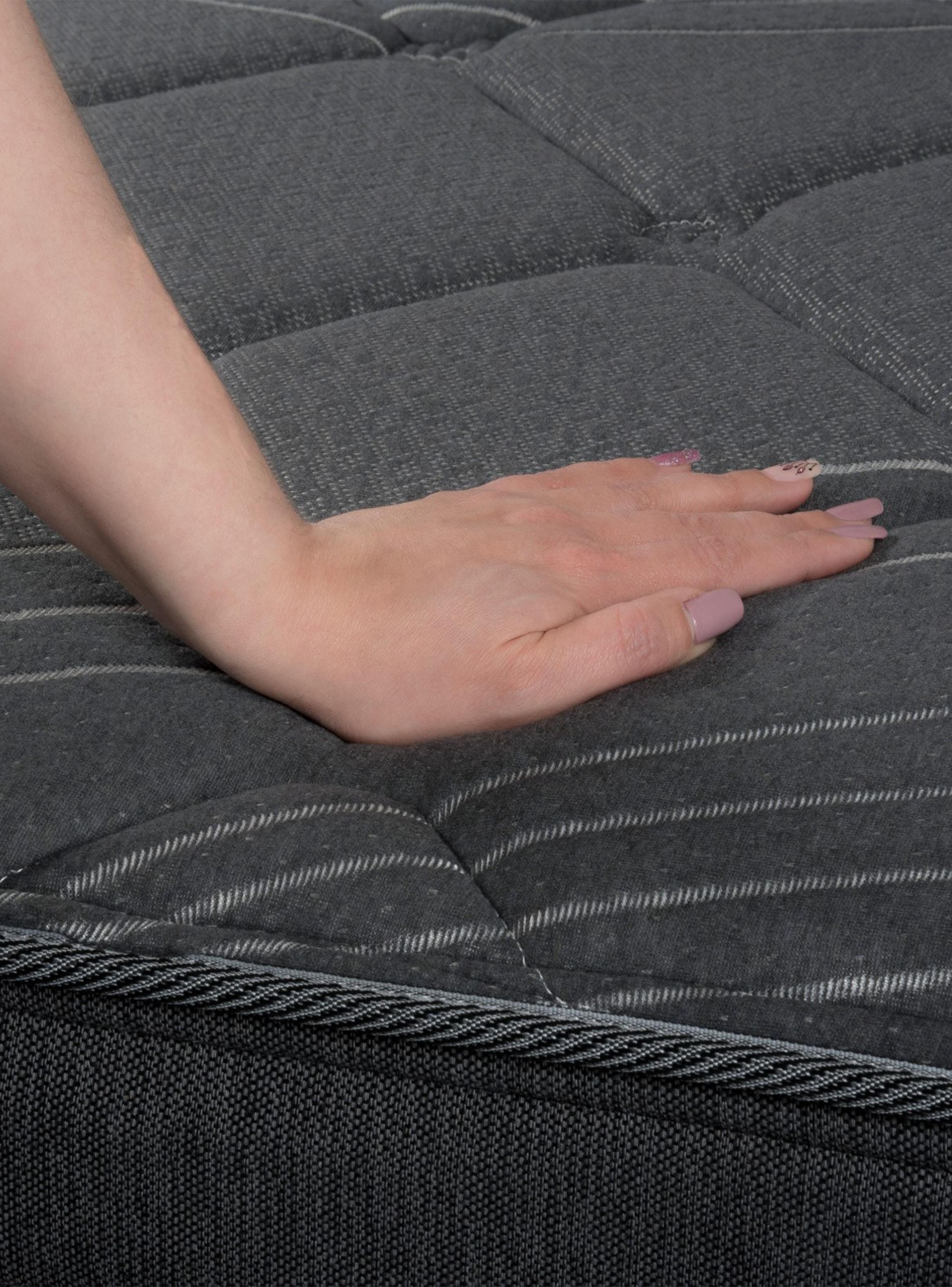 Cama Europea 2 Plazas Black Base Dividida Gris + Respaldo-3