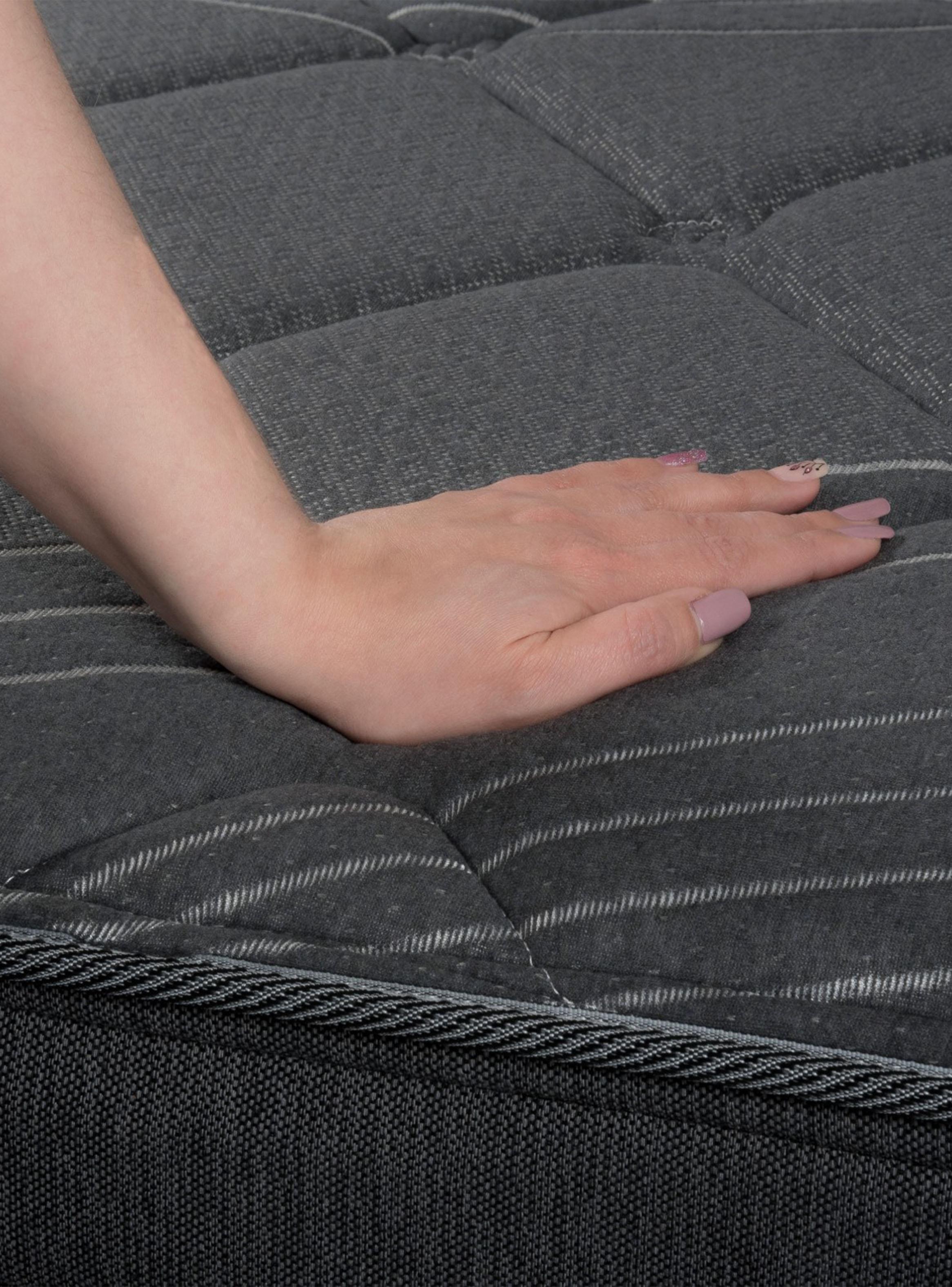 Cama Europea 2 Plazas Black Base Dividida Gris Respaldo + Veladores-3