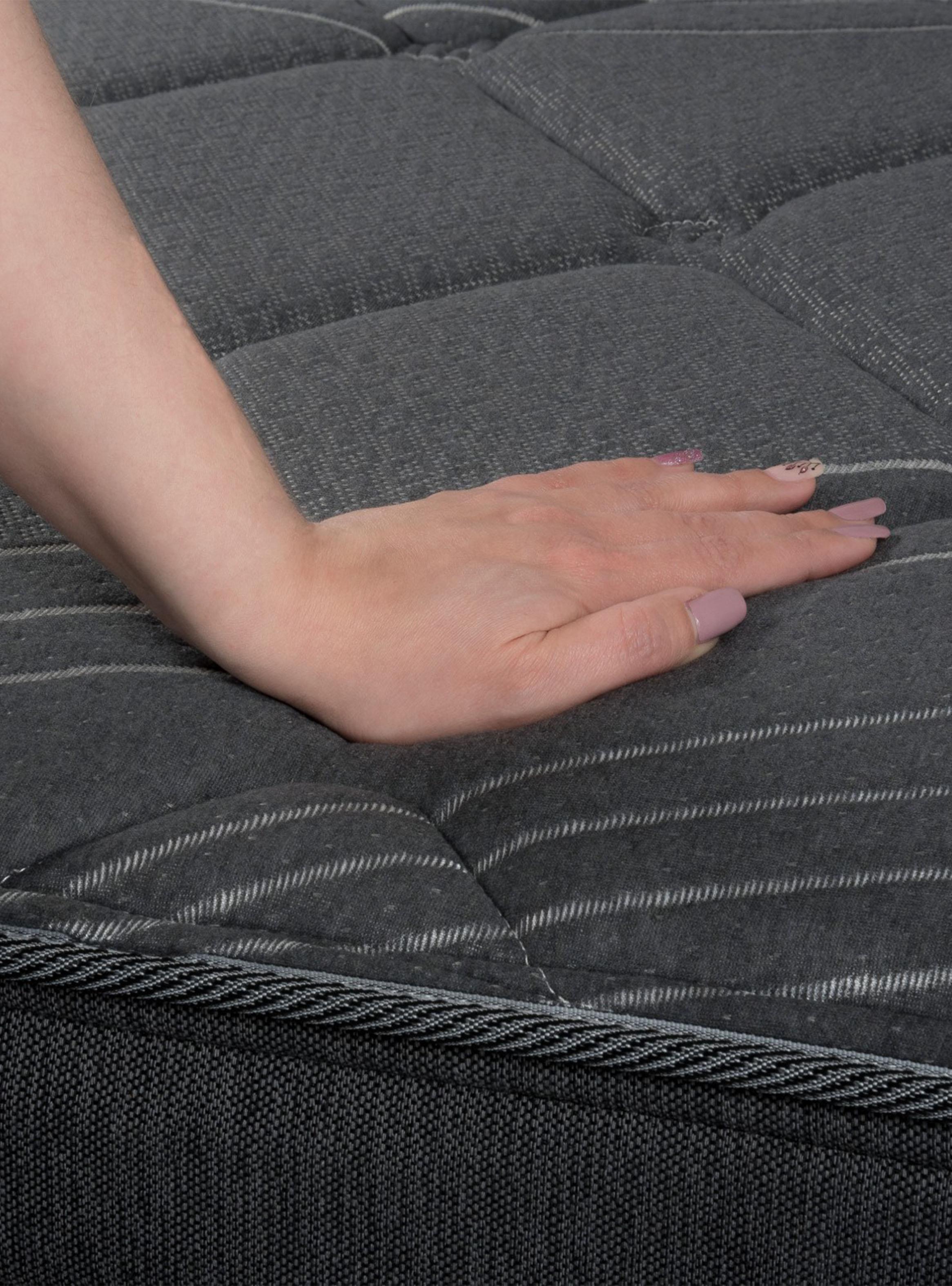 Cama Europea 2 Plazas Black Base Dividida Gris Respaldo + Veladores-3