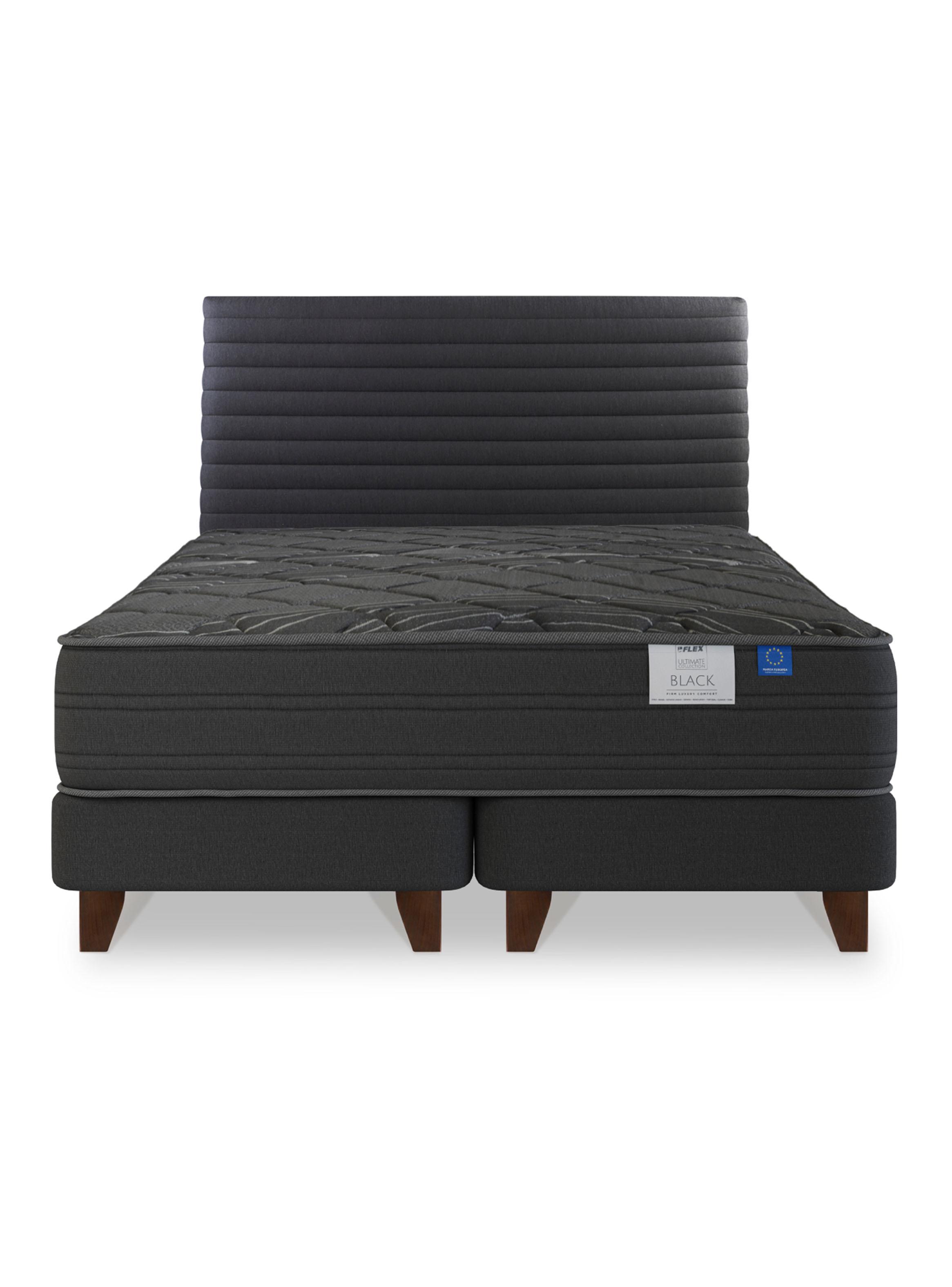 Cama Europea King Black Base Dividida Respaldo-2