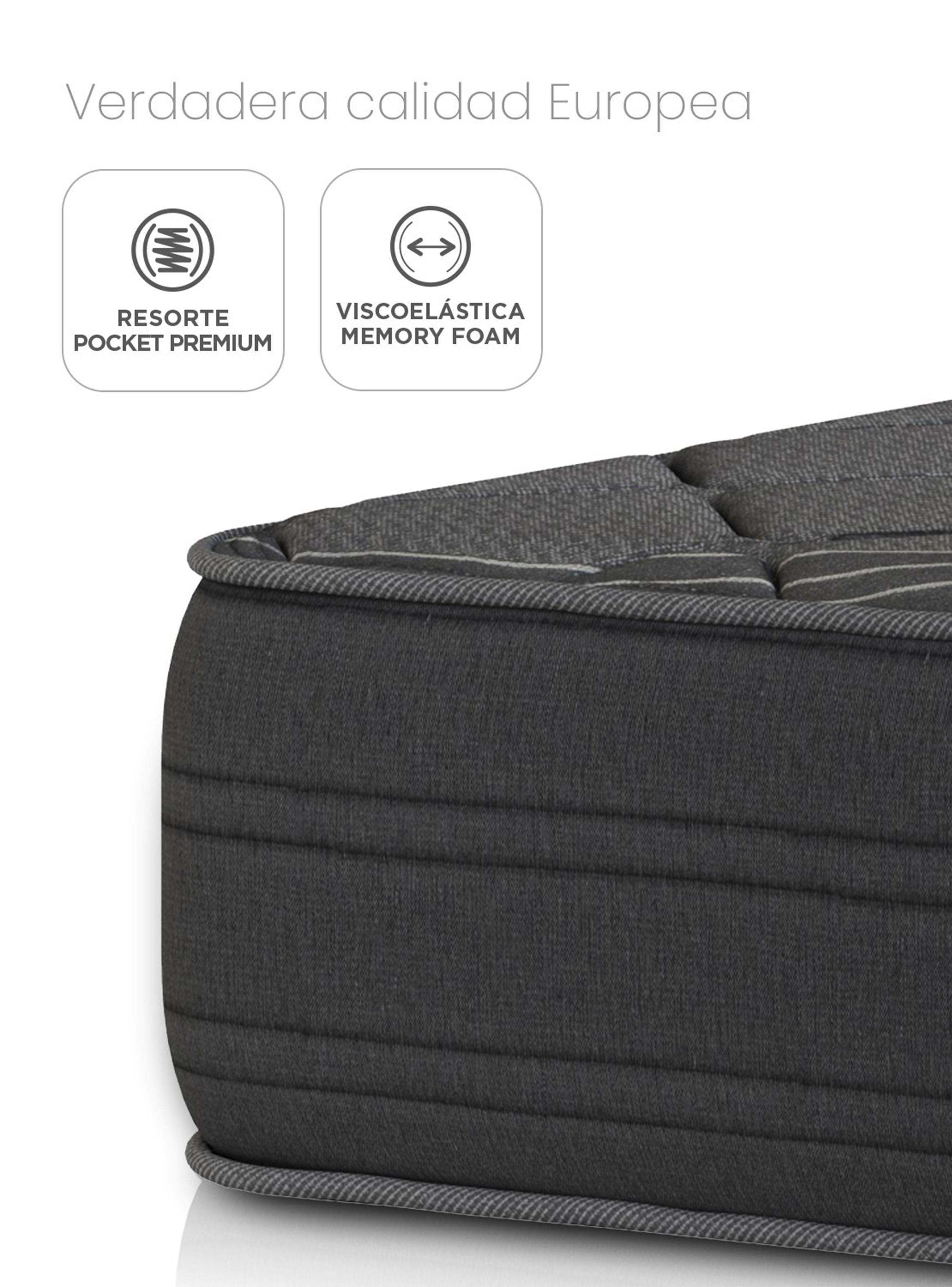Cama Europea King Black Base Dividida Respaldo-2