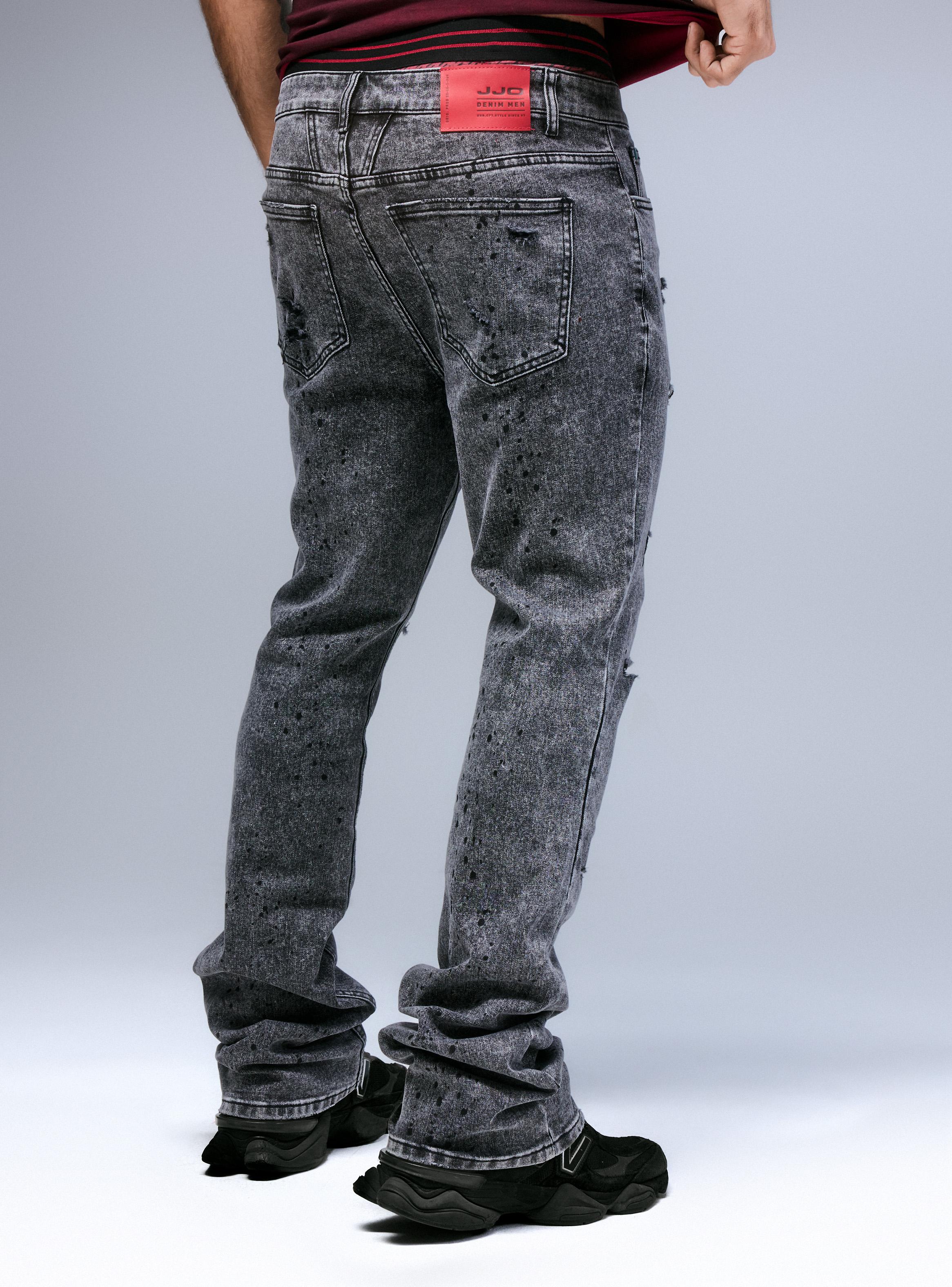 Jeans Bota Ancha Gravillado y Roturas-1