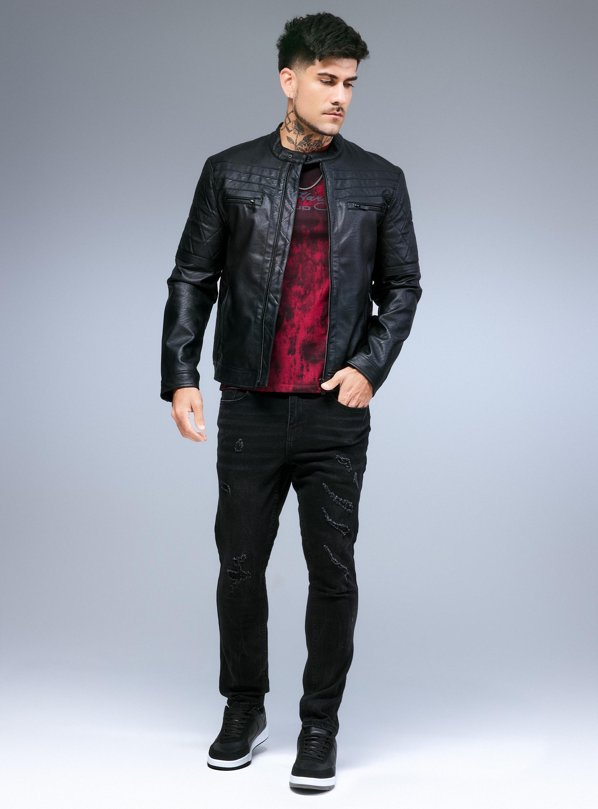 Chaqueta Biker Ed Hardy con Logo en Relieve-4