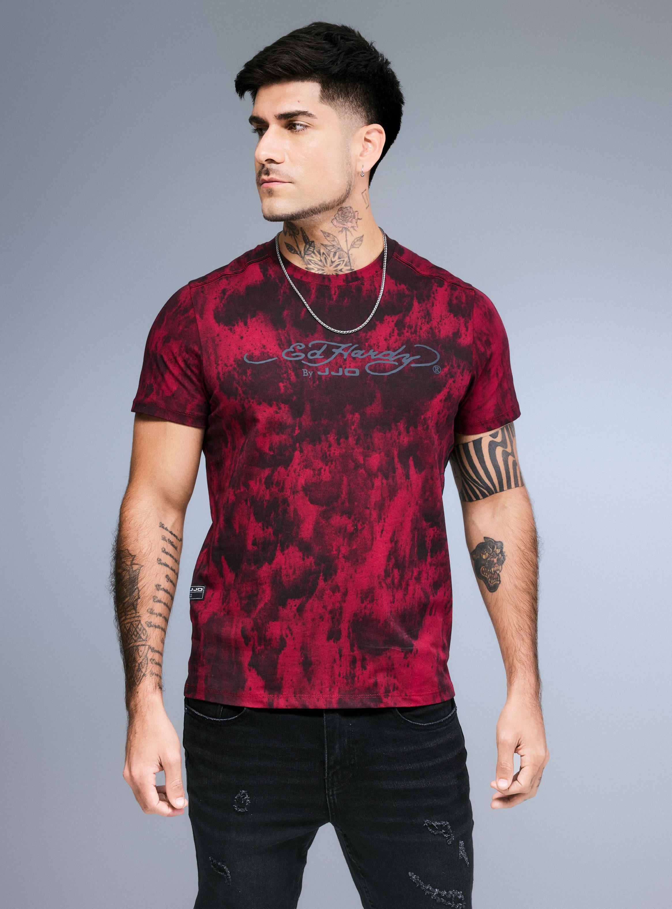 Polera Ed Hardy Manchada Estampado Lateral-0