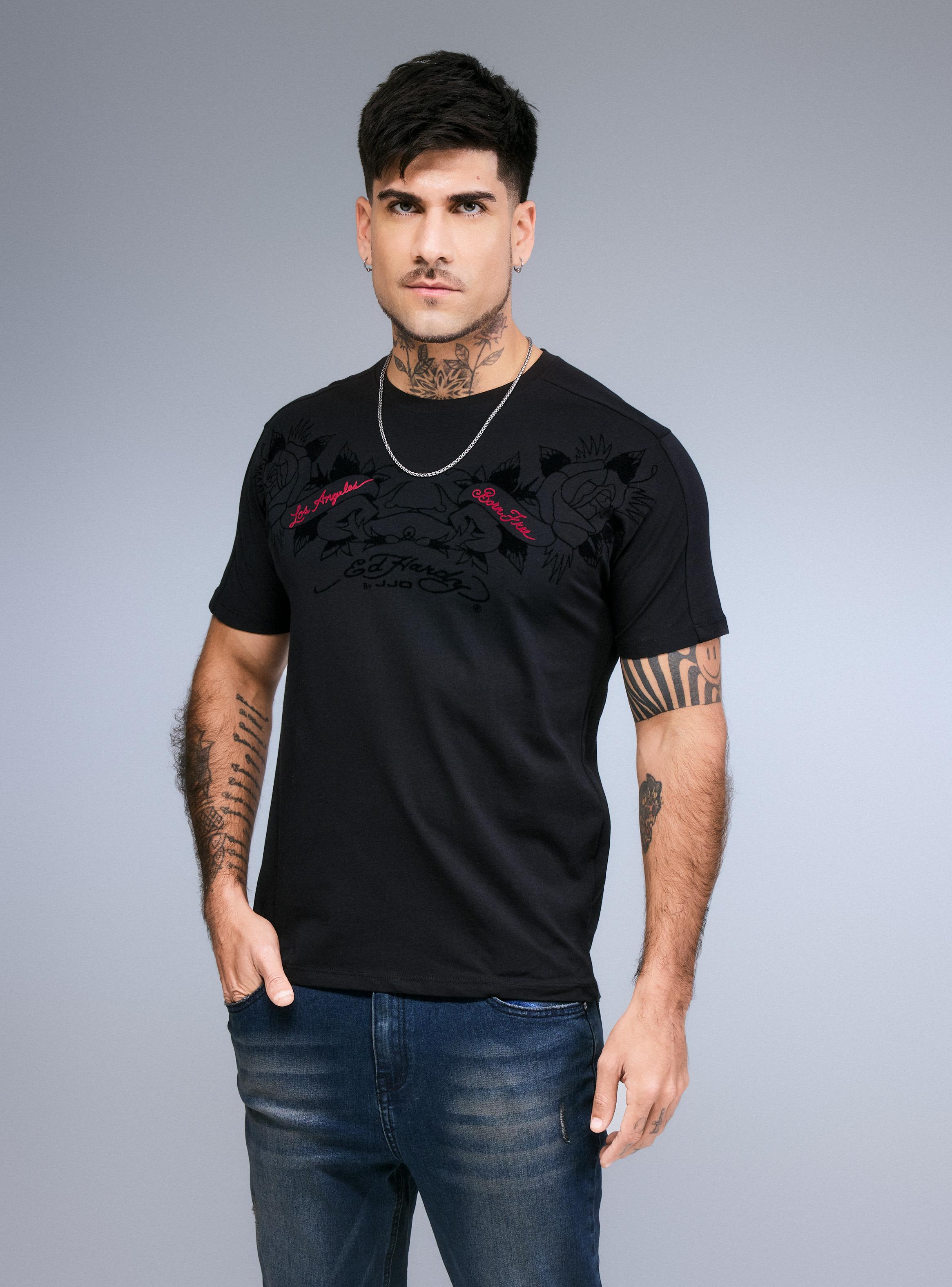 Polera Ed Hardy sin Costura Print Terciopelo-0