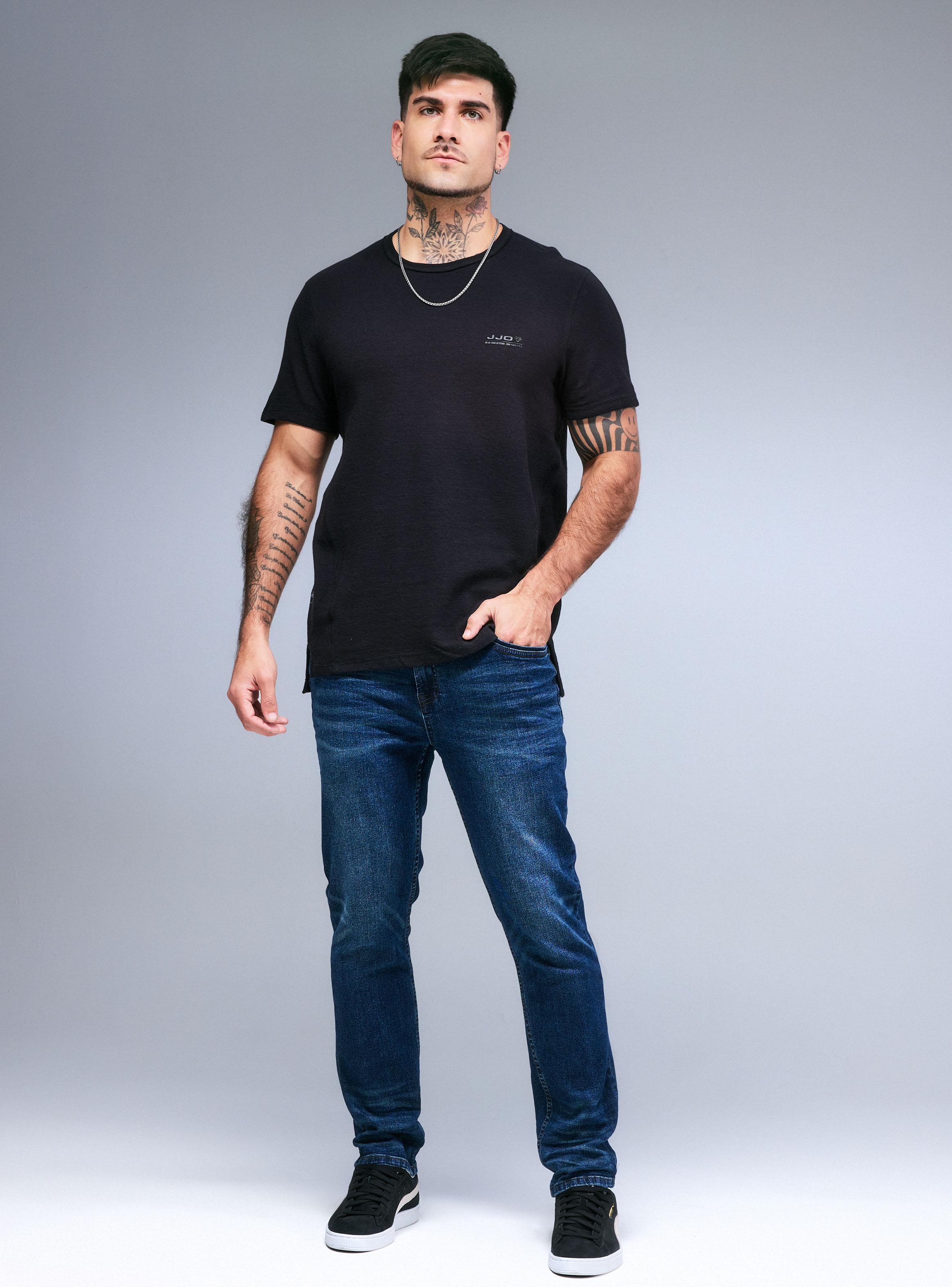 Polera Longfit Tela Texturada Corte-4