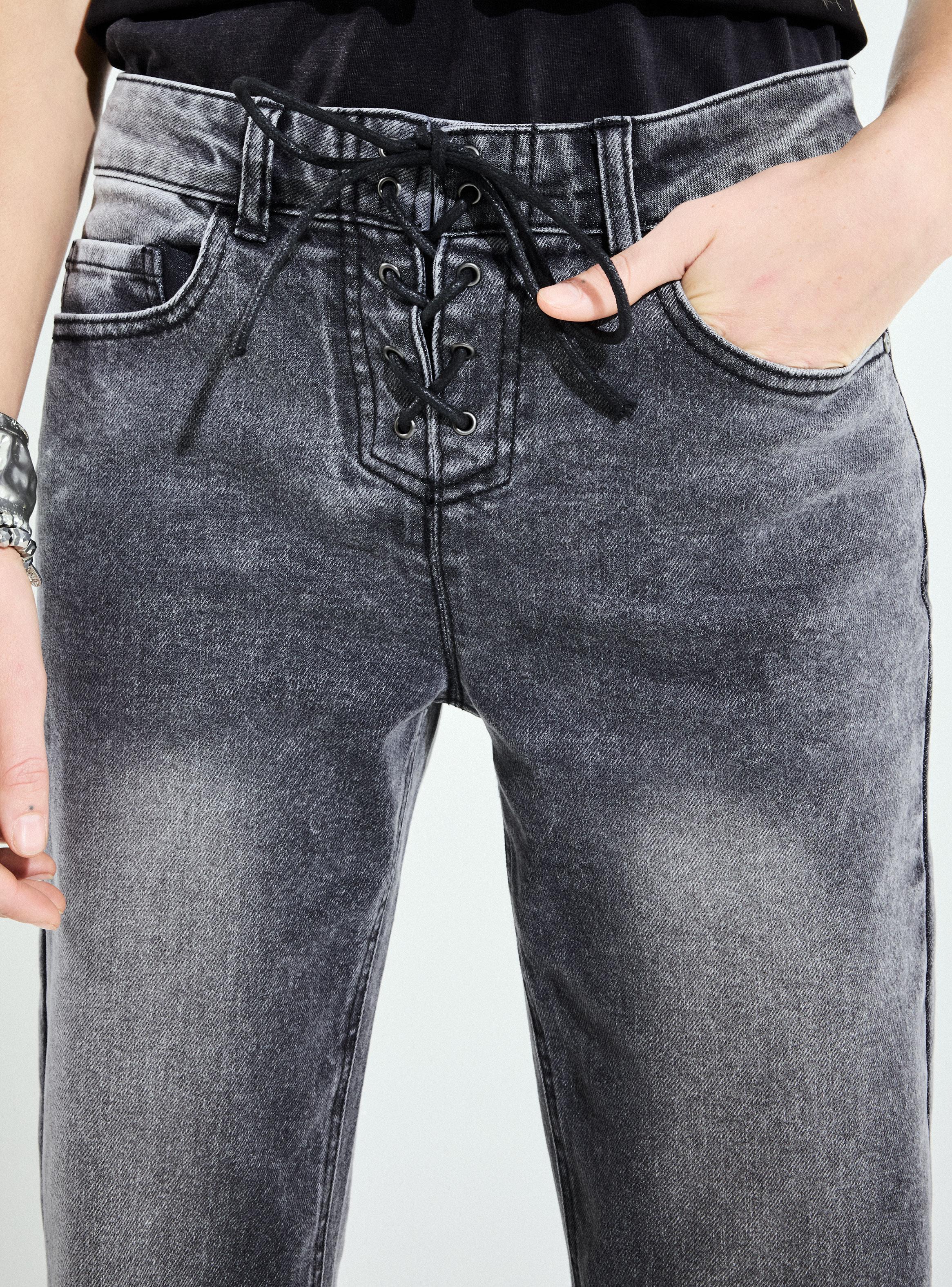 Jeans Straight Tiro Bajo con Detalle de Cierre Tipo Corset-2