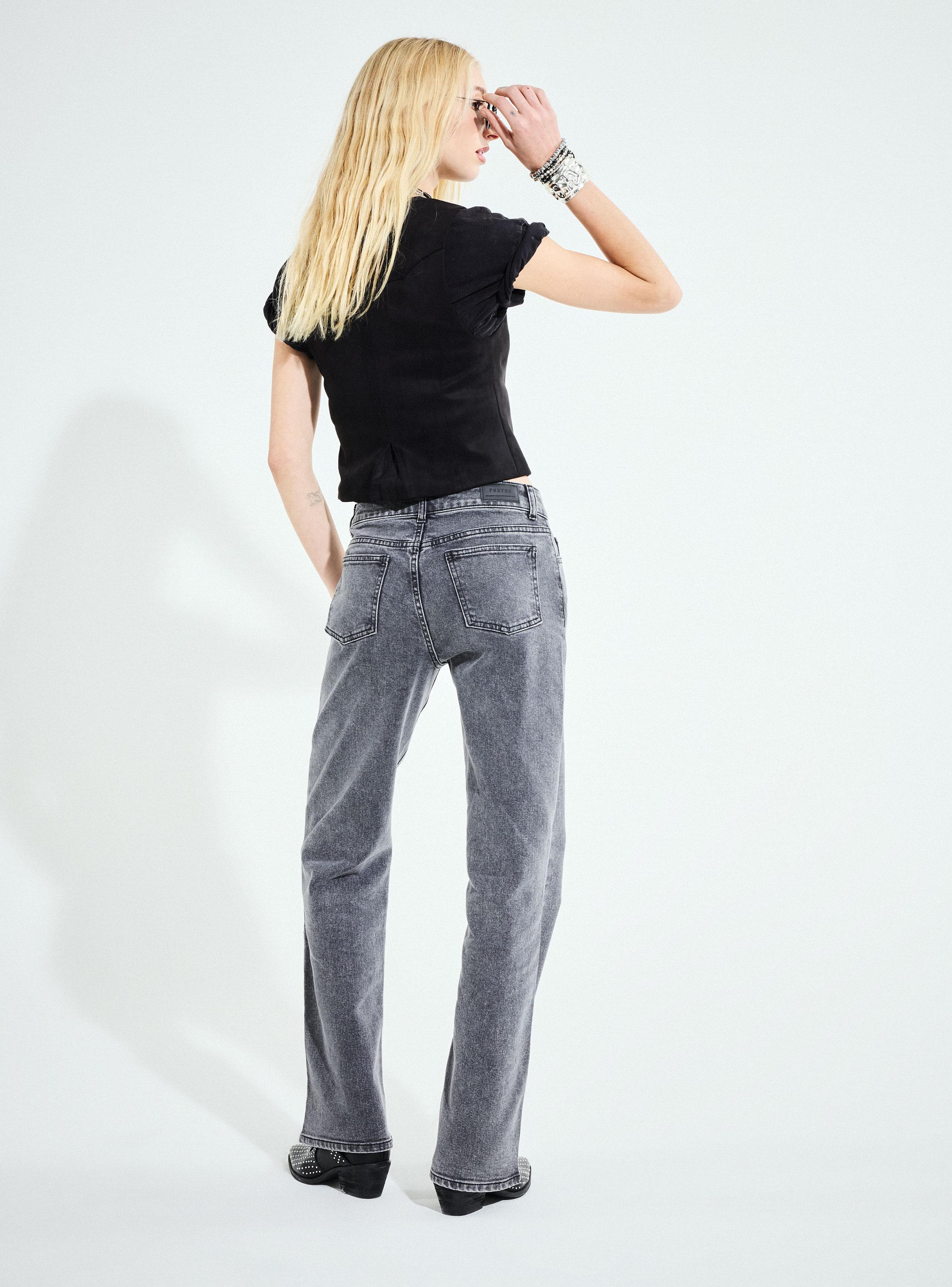 Jeans Straight Tiro Bajo con Detalle de Cierre Tipo Corset-5