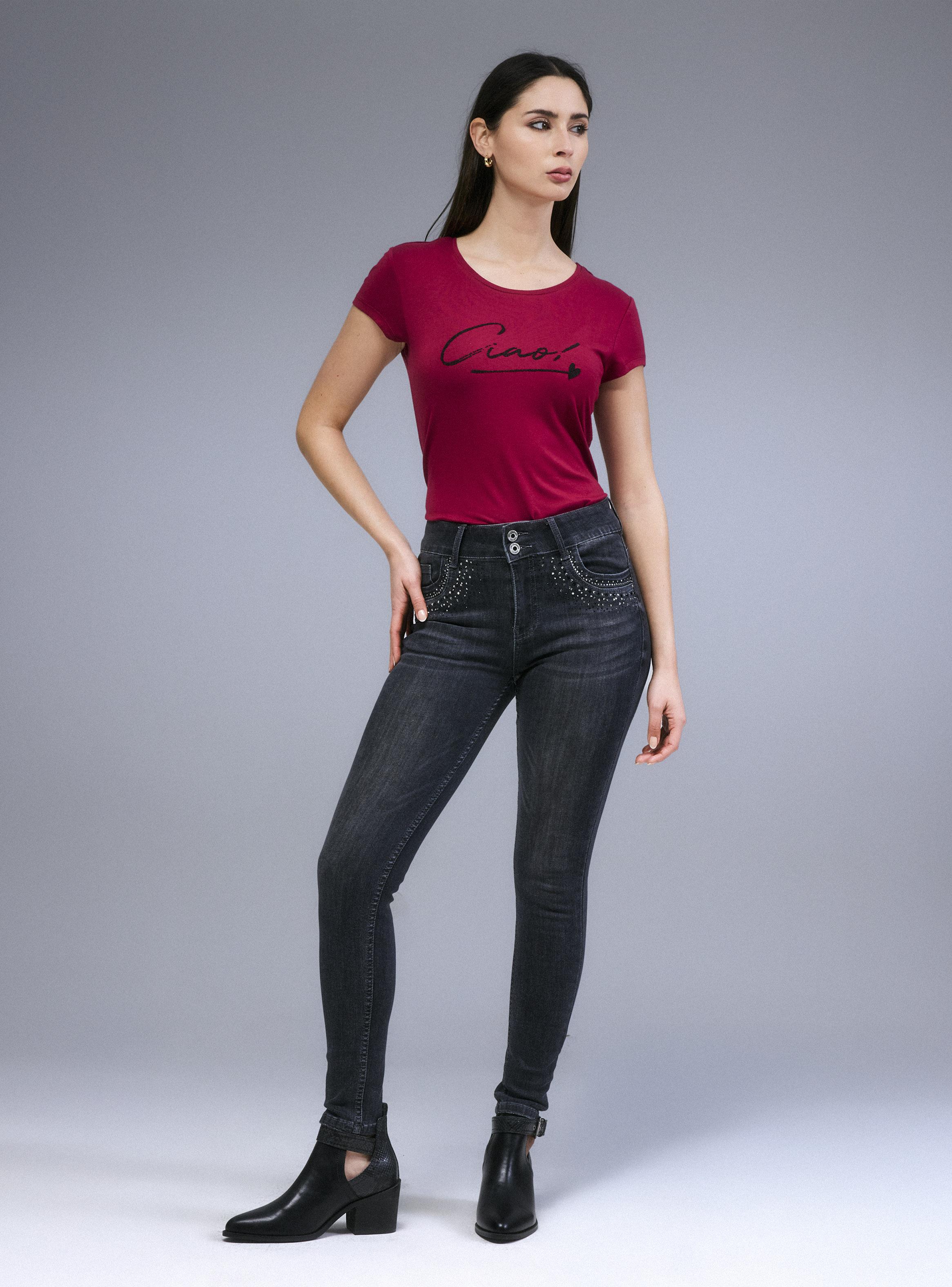 Jeans Push Up 2 Botones Brillos en Bolsillo-4