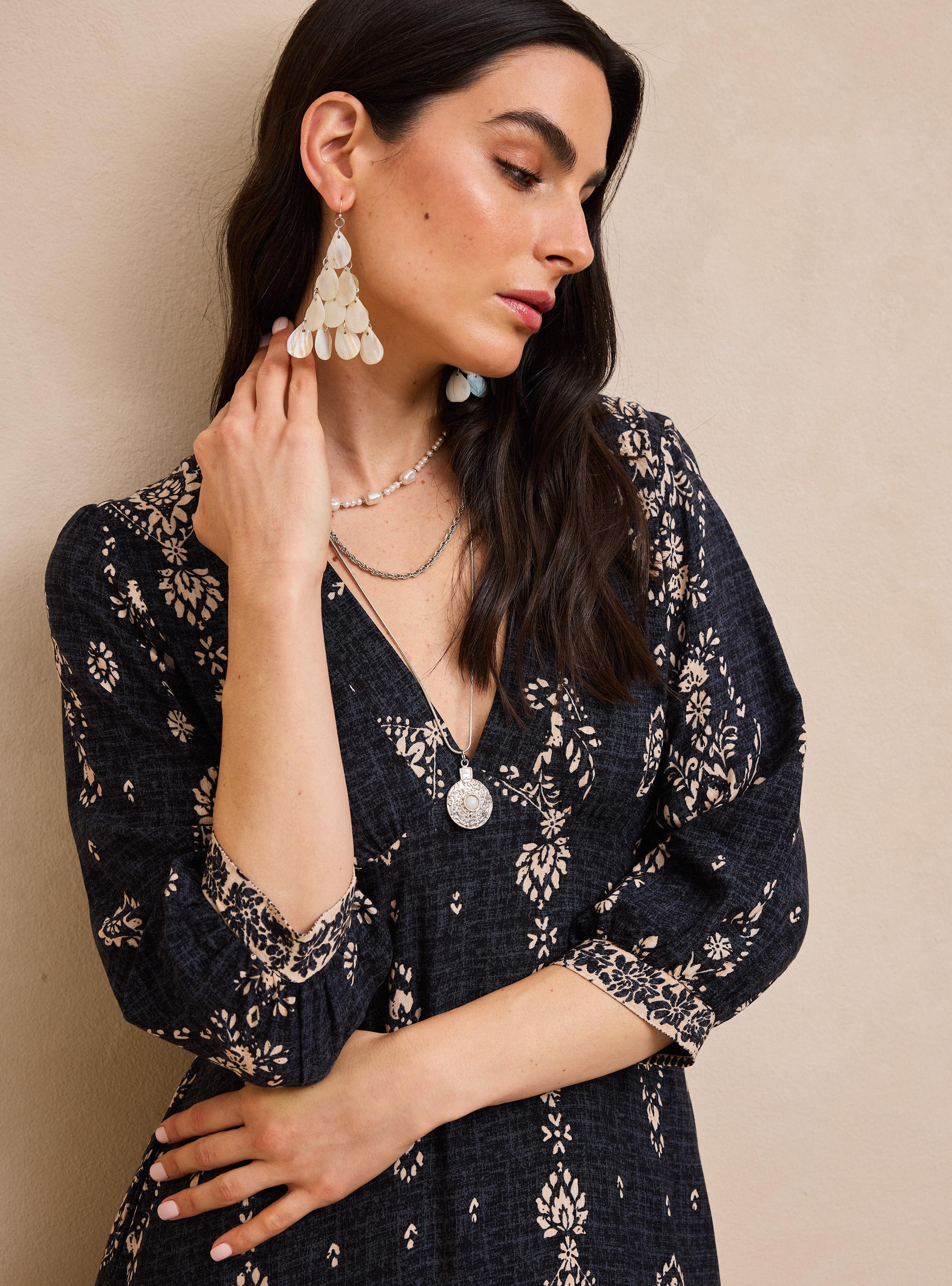 Vestido Estampado y Corte Bajo Busto-3