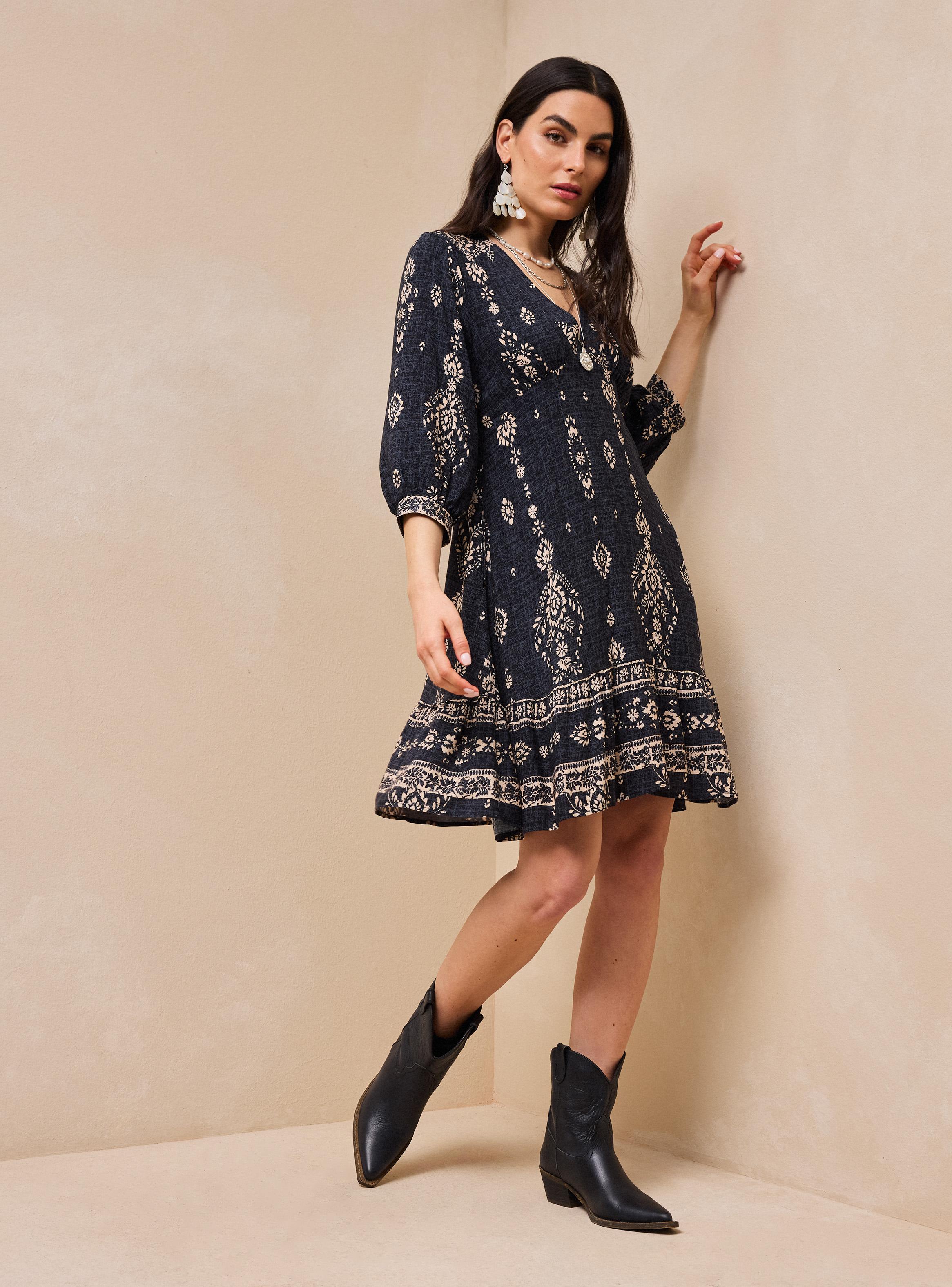 Vestido Estampado y Corte Bajo Busto-4