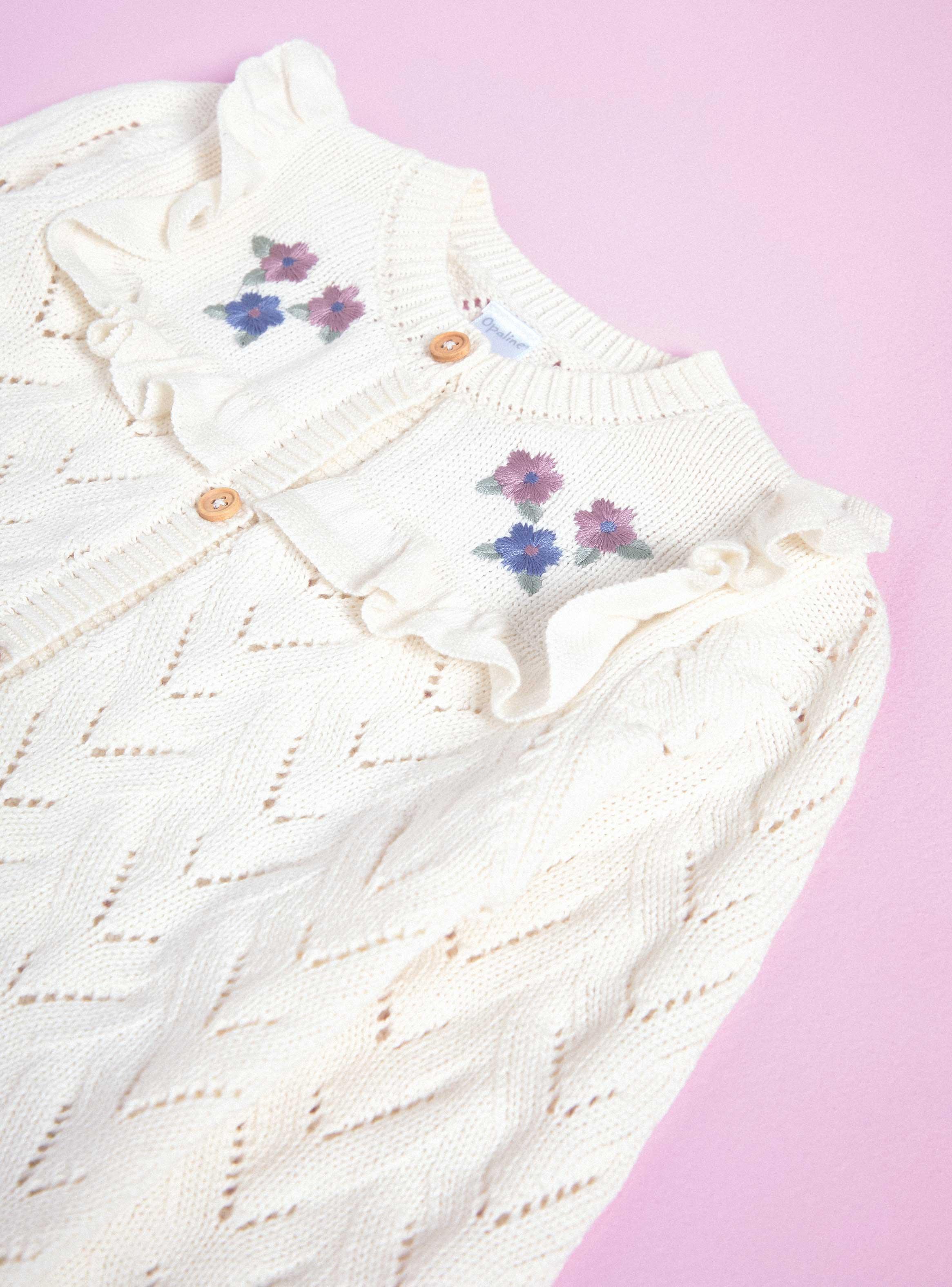 Chaleco Cardigan con Flores Bordadas Niña-2