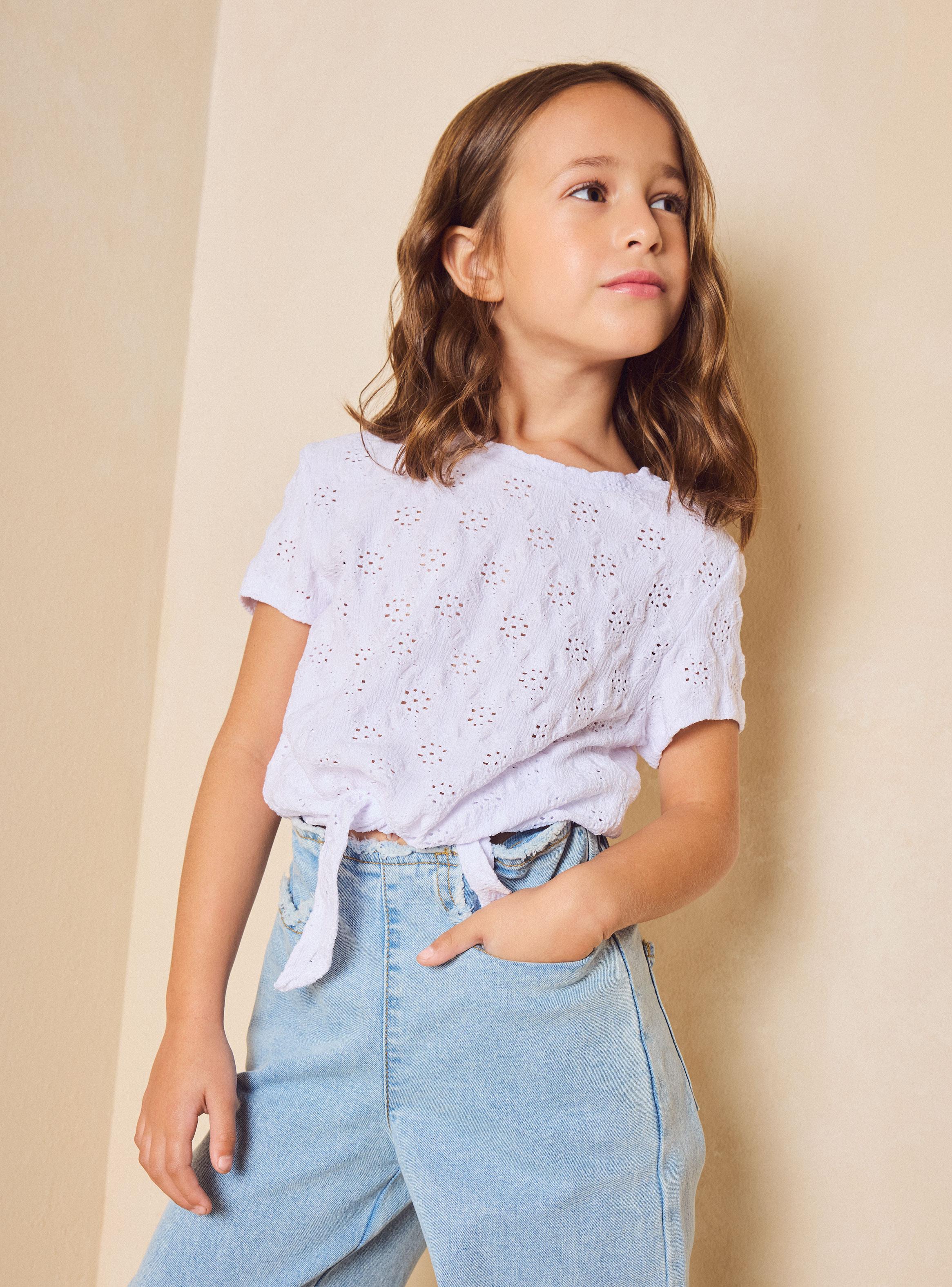 Polera  Efecto Broderie con Nudo-3