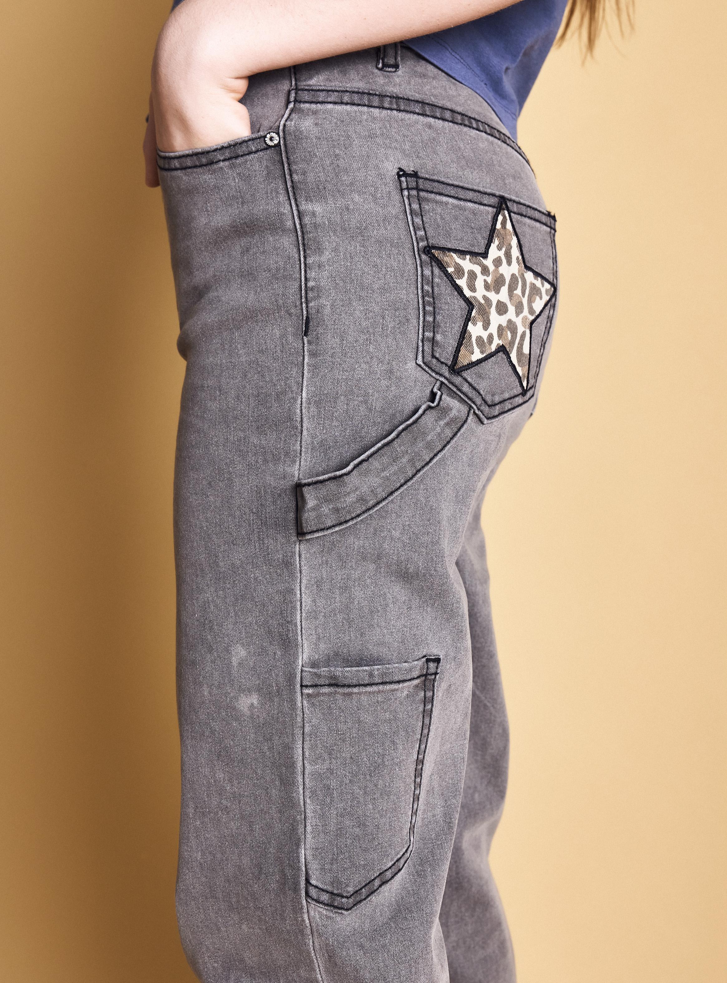 Jeans Carpintero Parche Estrella en Bolsillo Trasero-4
