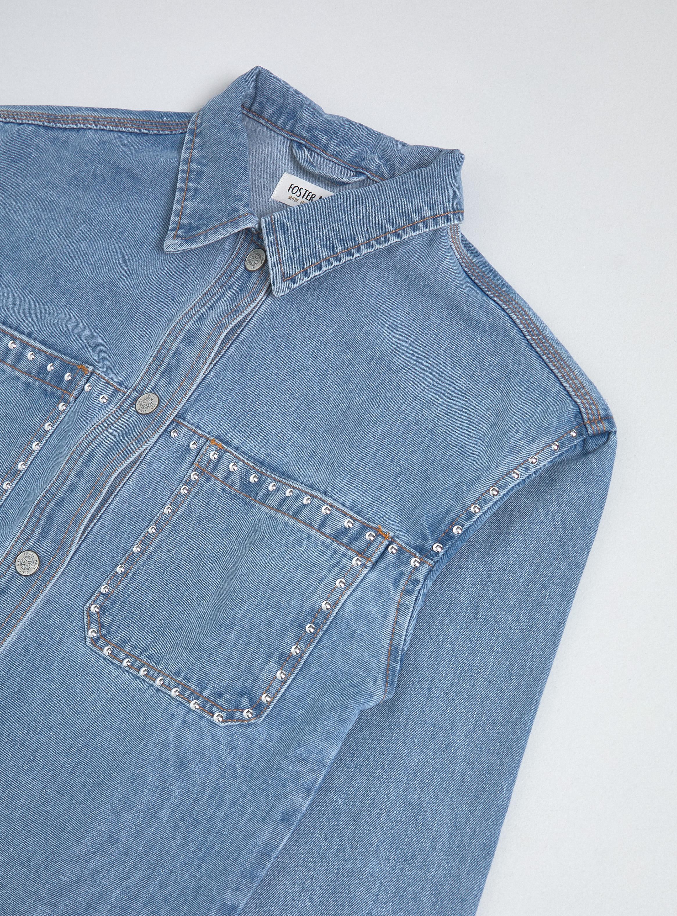 Chaqueta Denim con Tachas y Basta Deshilachada-2
