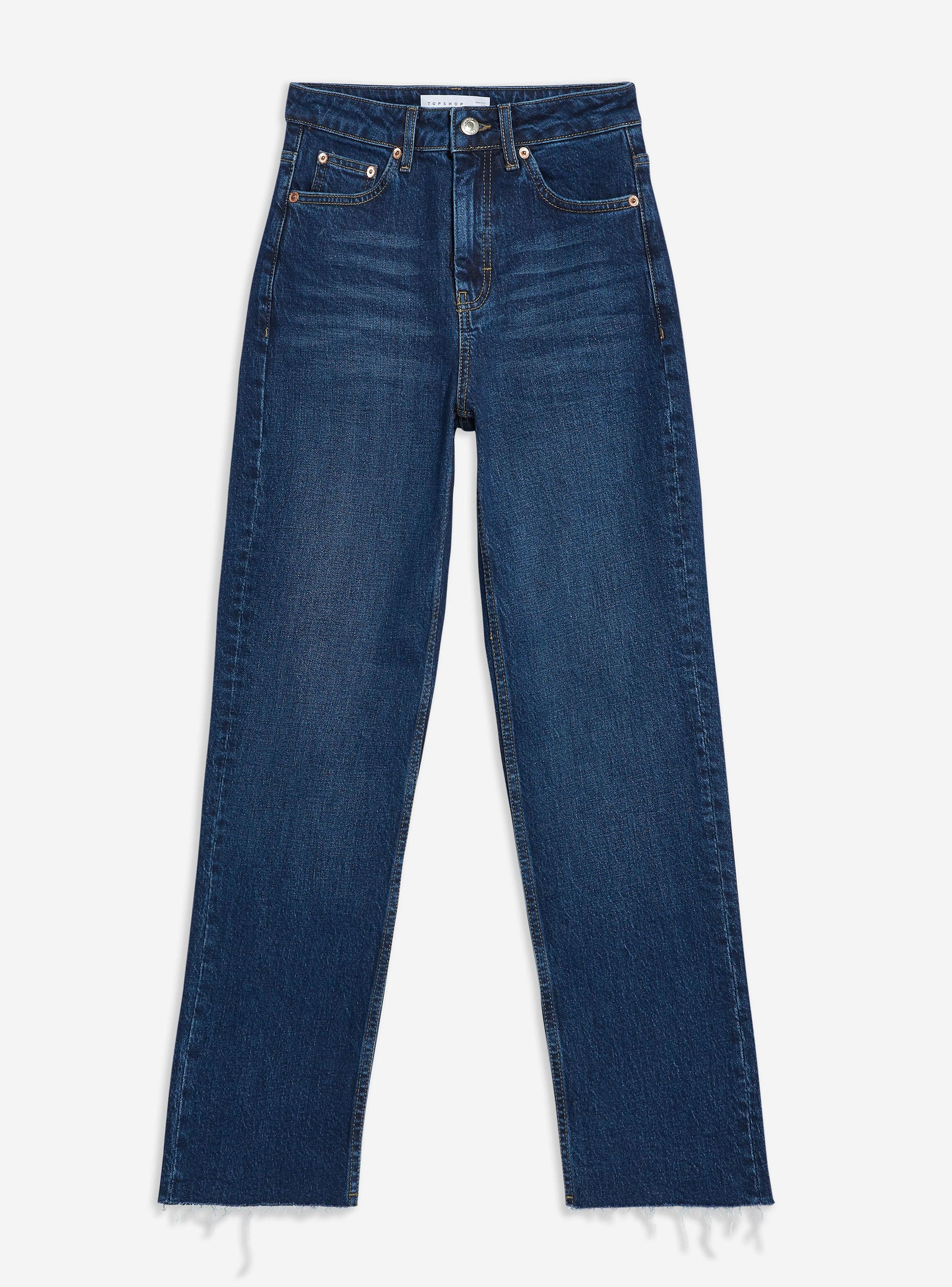 Jeans Straight Indigo Raw Hem Largo 30 Topshop-4