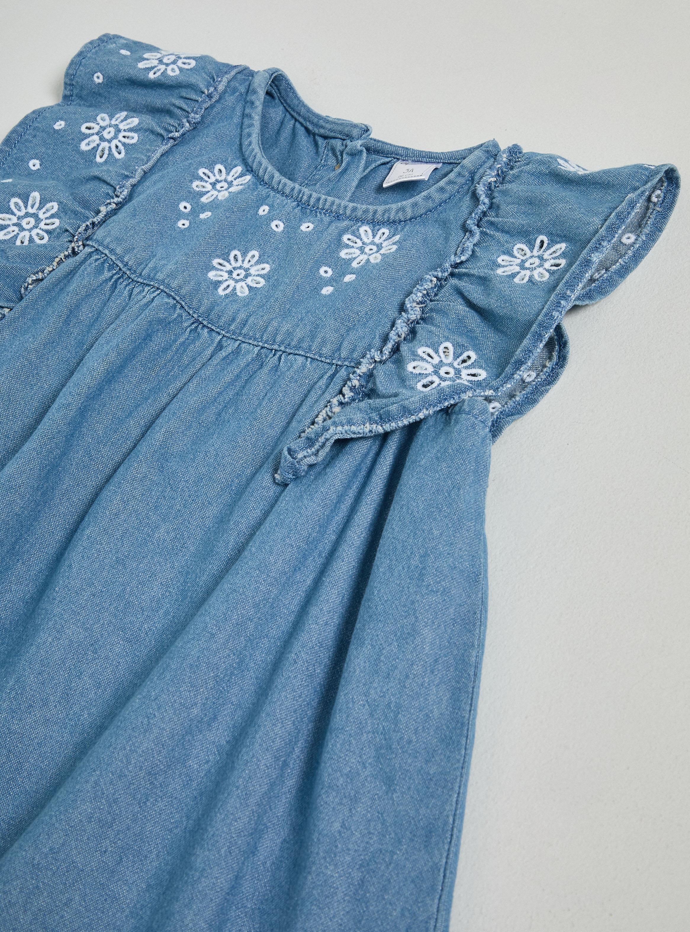Vestido Denim Detalle Bordado y Costuras-2