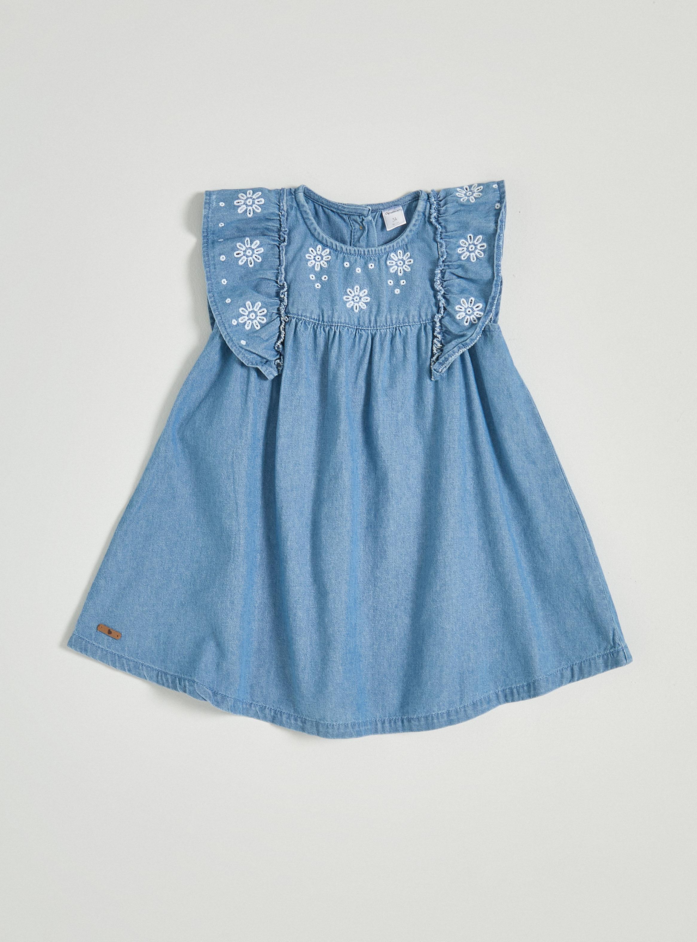 Vestido Denim Detalle Bordado y Costuras-0