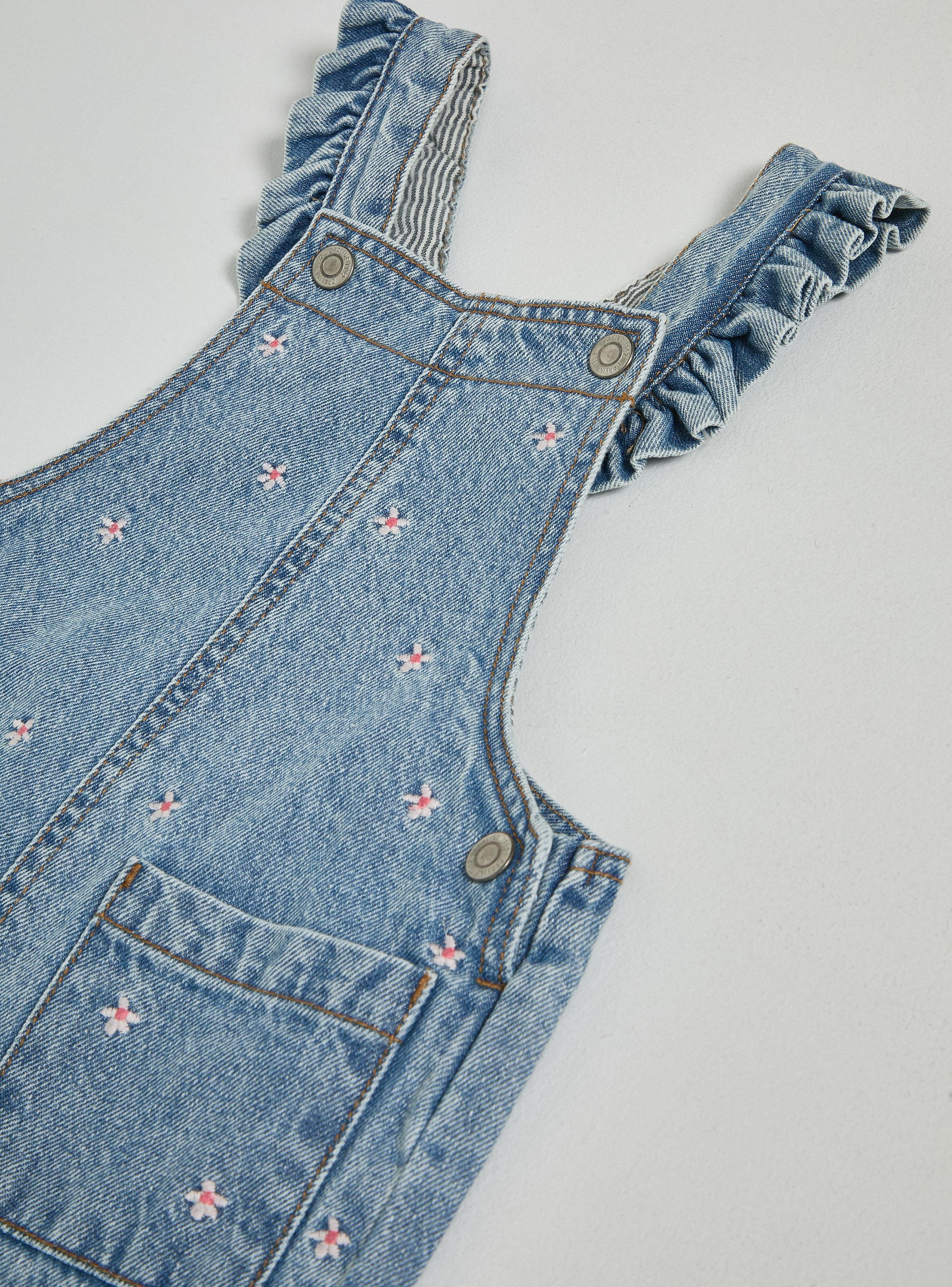 Jardinera Denim Bordado Niña-2
