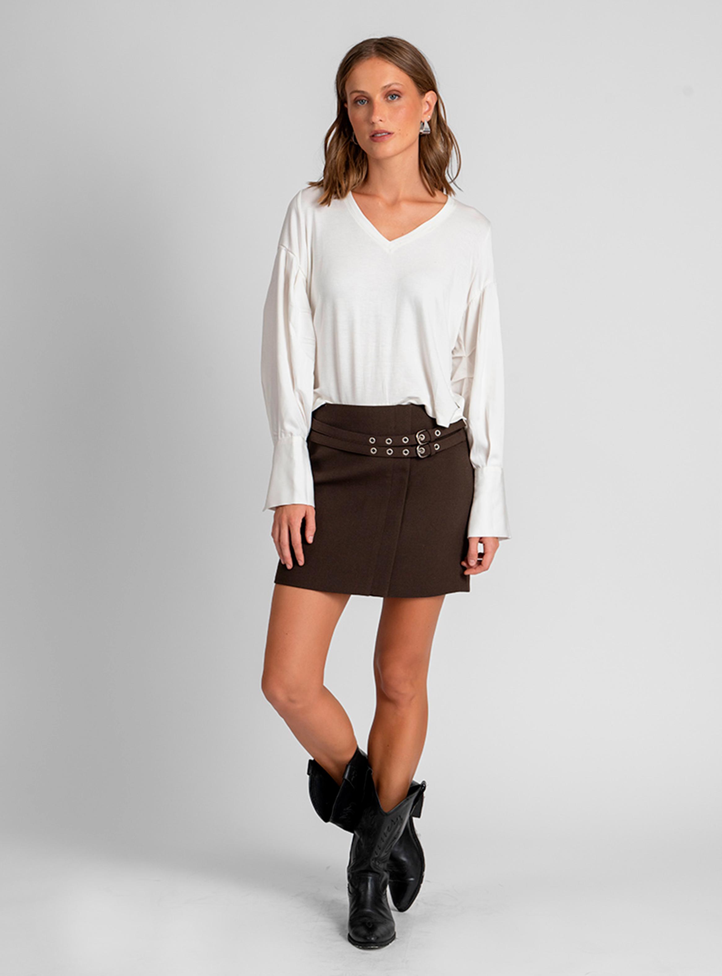 Falda Mini Alizee Café-3