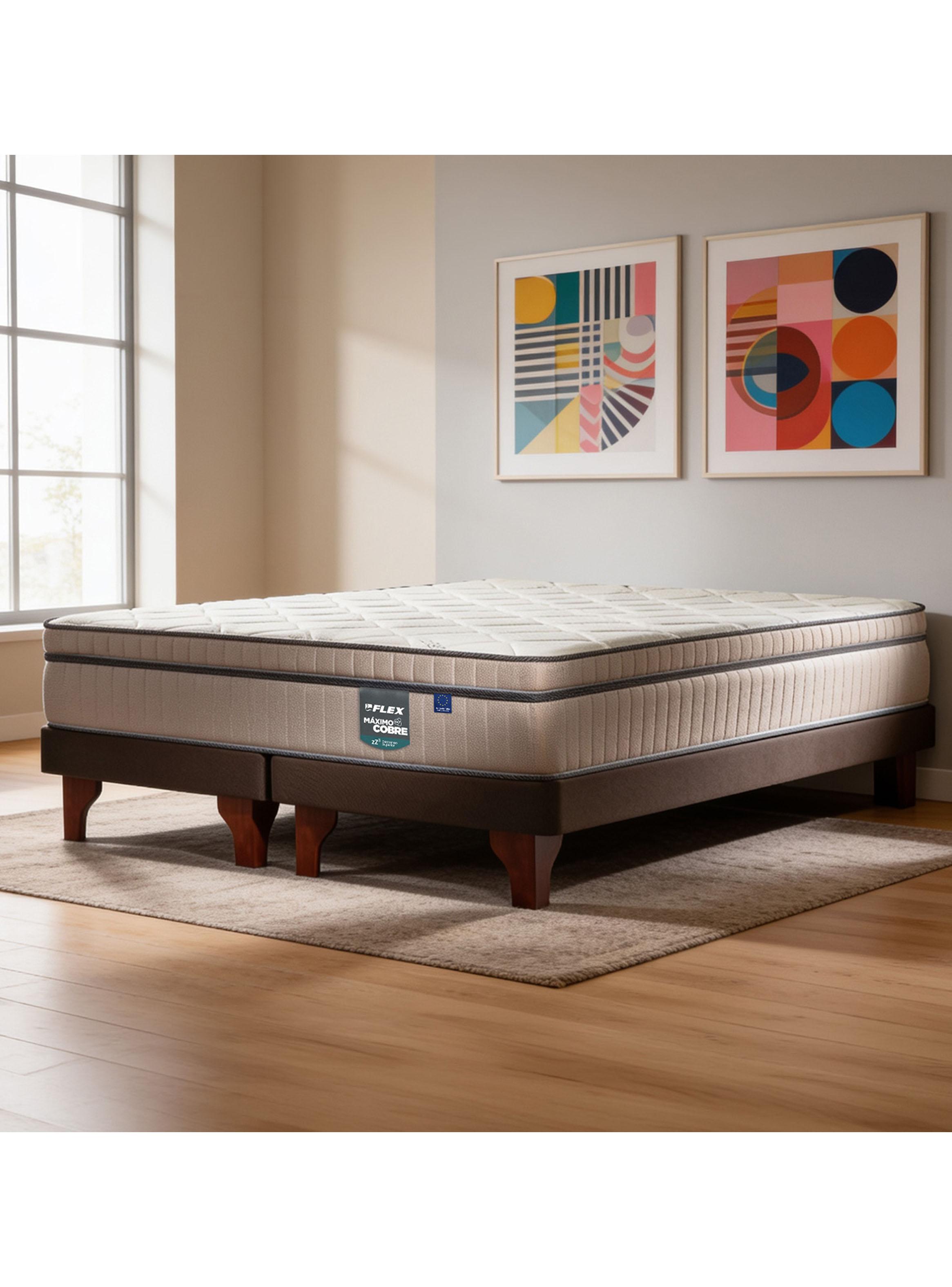 Cama Europea Máximo Cobre 2 Plazas Box BD+2 Almohadas Royal-5