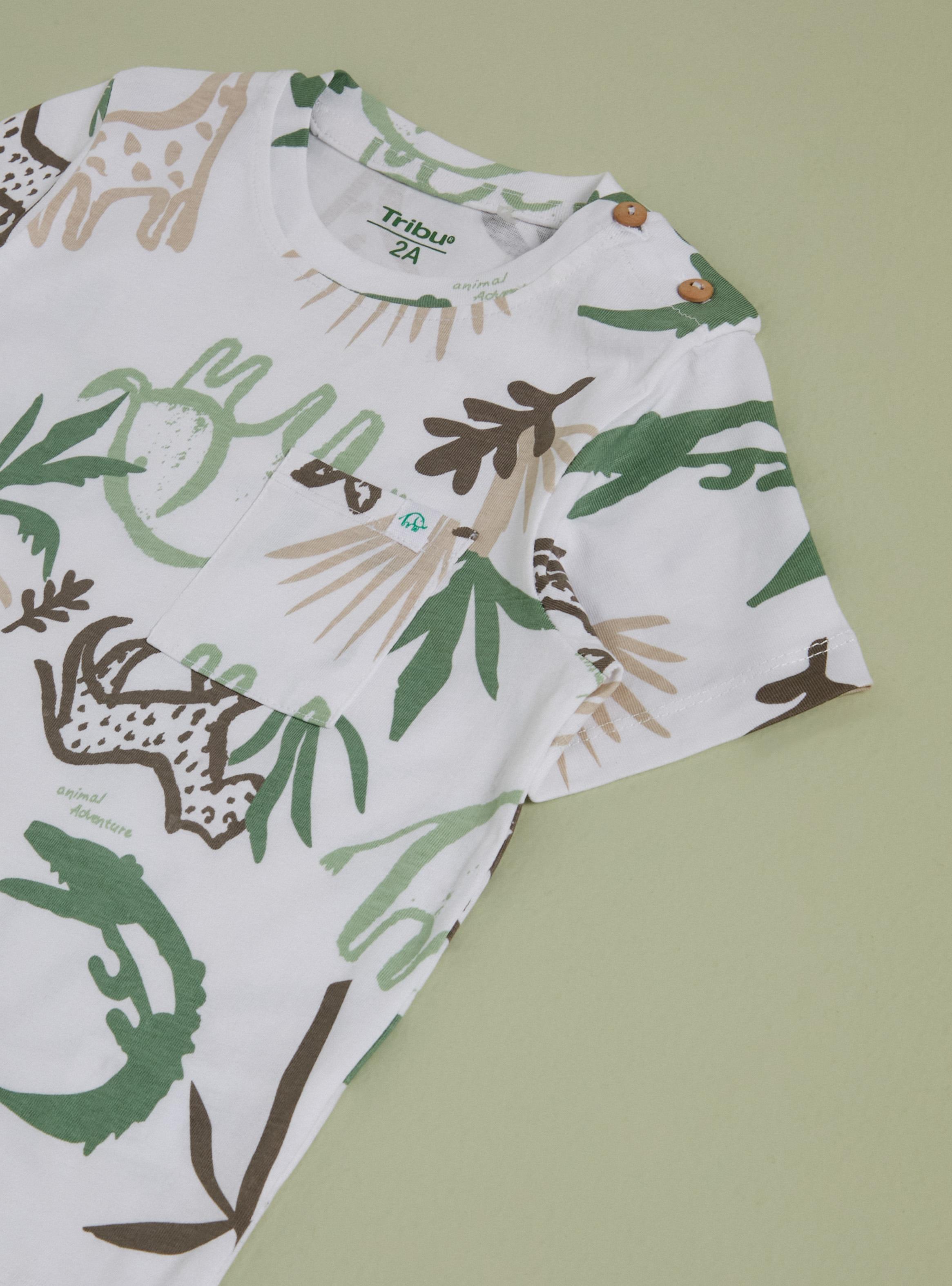 Polera Estampada Dibujos con Bolsillo Delantero-2