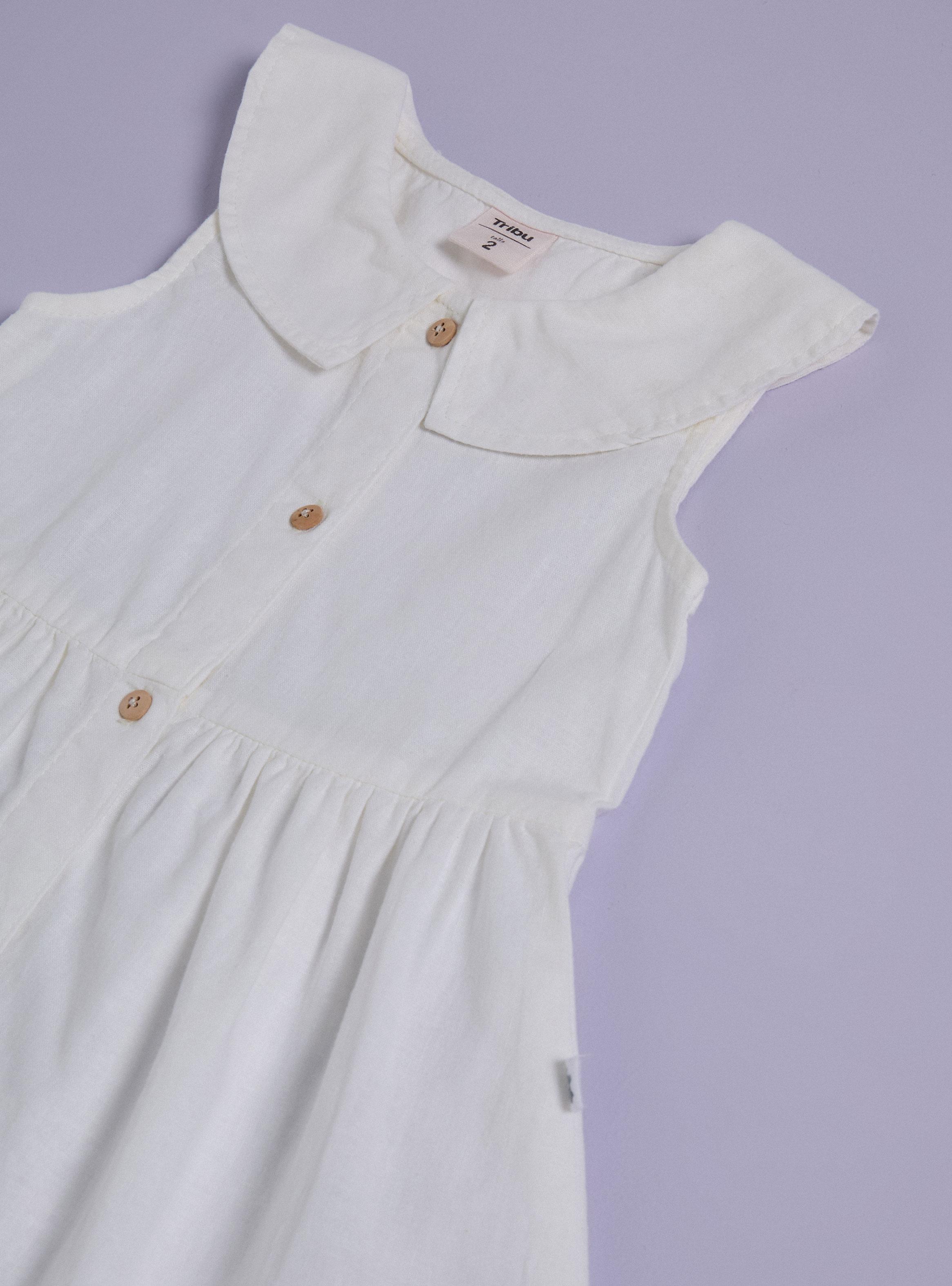 Vestido con Cuello Payaso Abotonado Adelante-2
