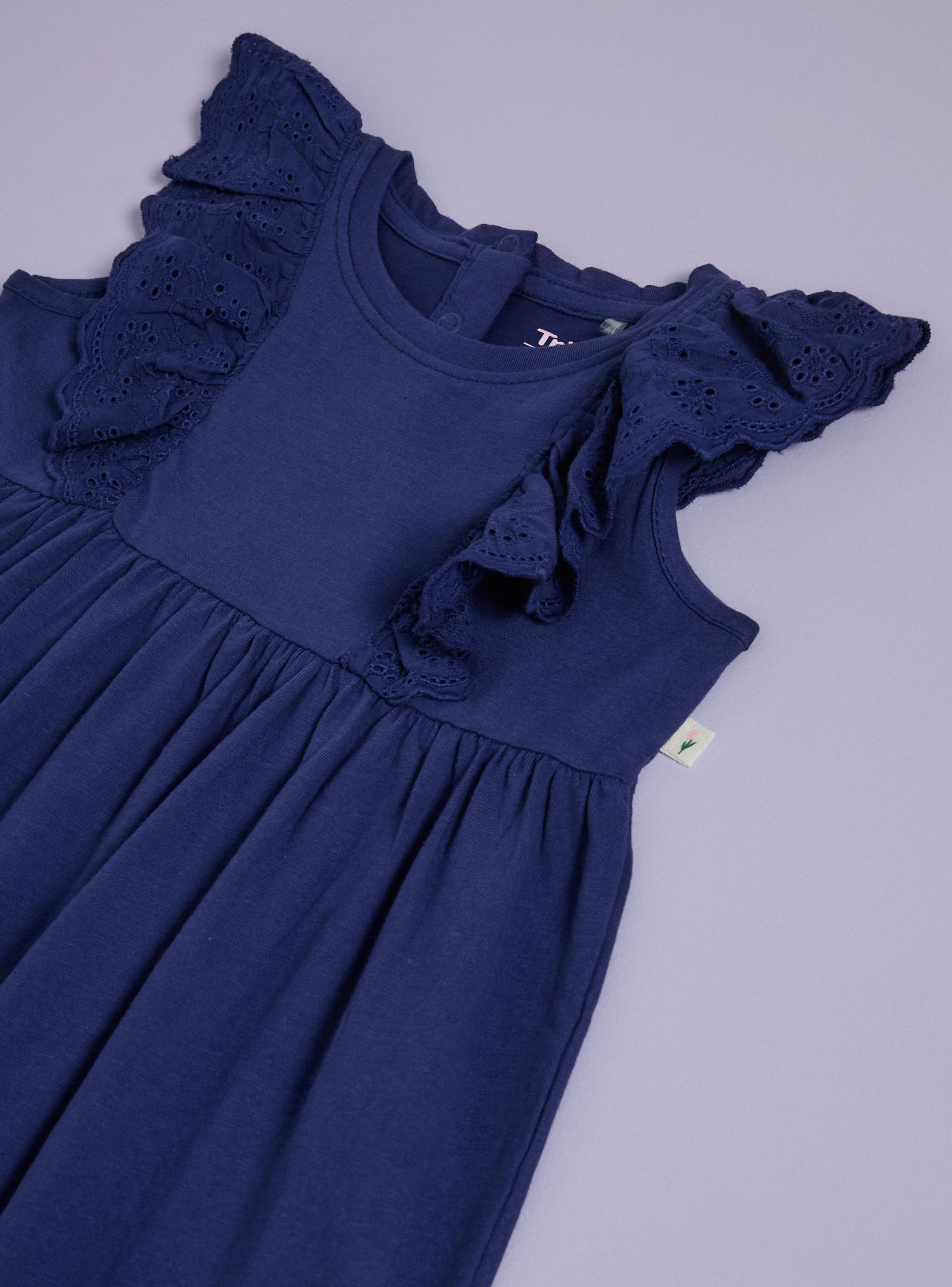 Vestido Liso con Mangas de Broderie a Juego-2