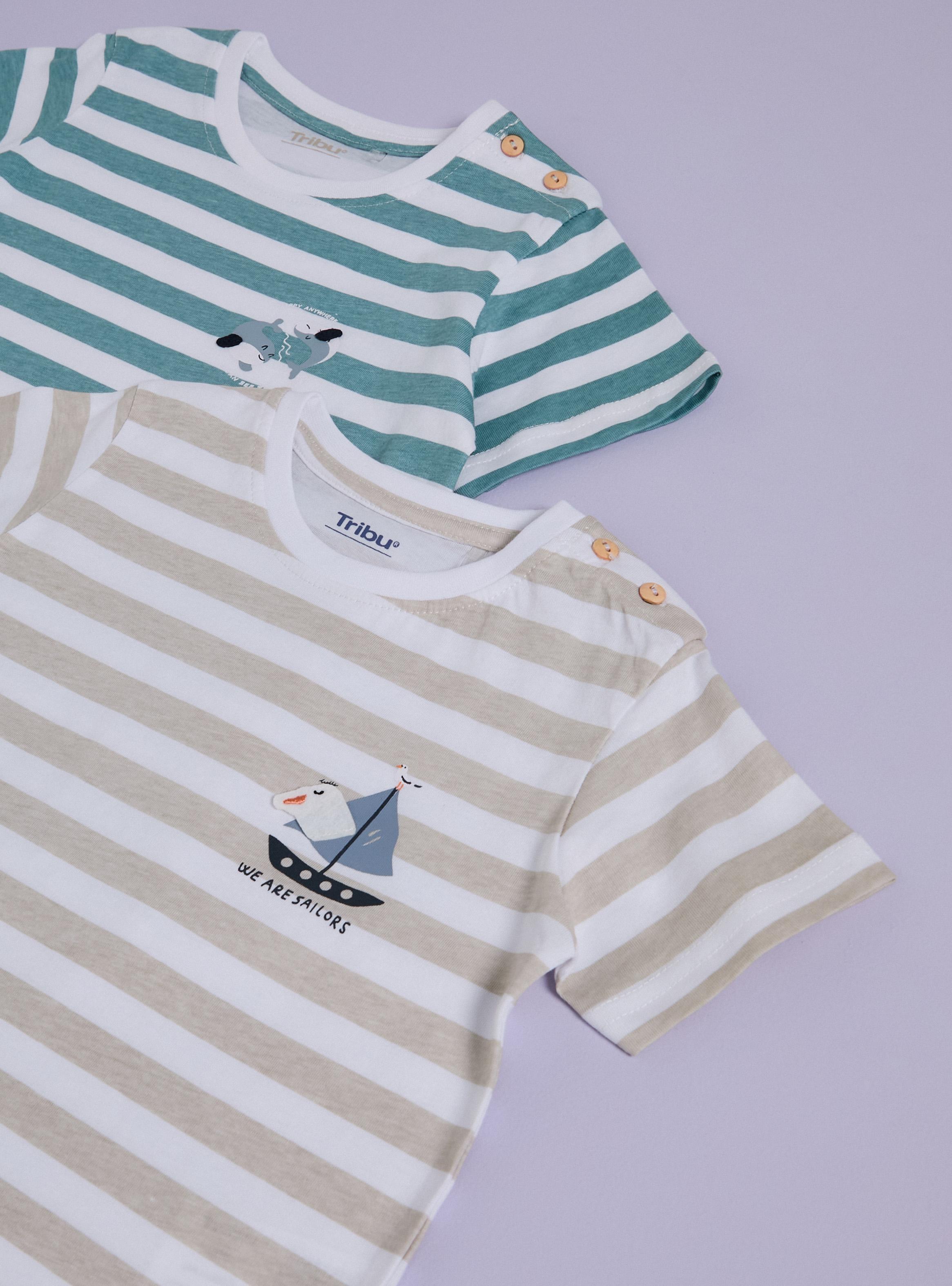 Polera Bipack Polera Rayada con Diseño Marino-2