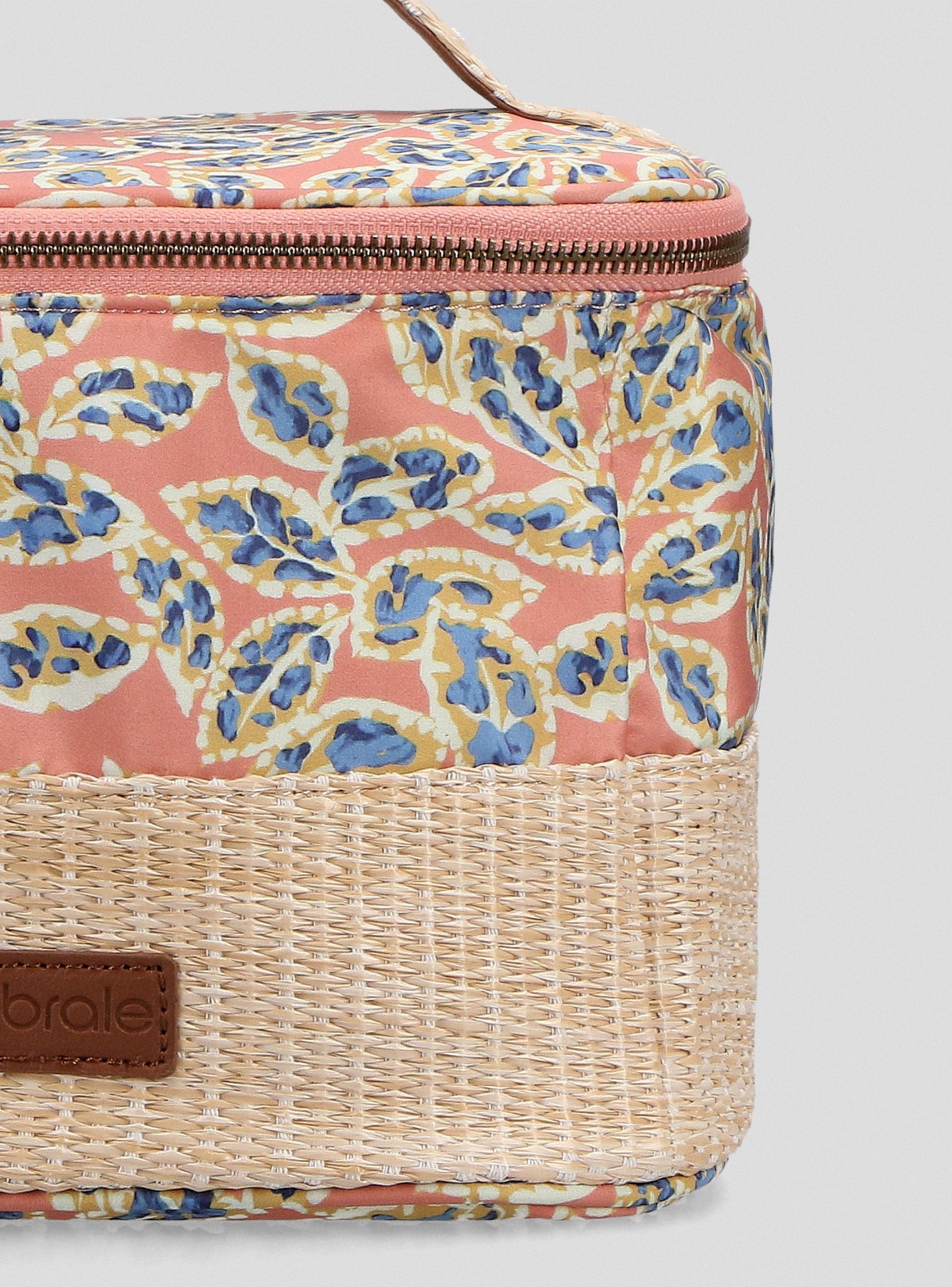 Cosmetiquero 3 Piezas Estampado de Tela y Raffia-4