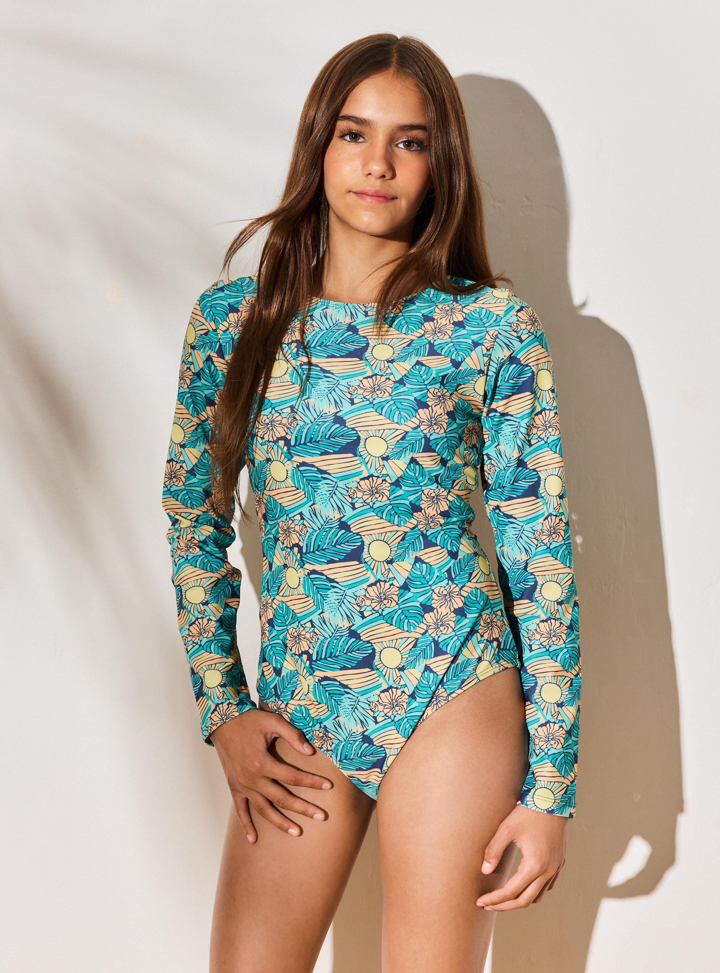 Traje de Baño Manga Larga con Espalda Abierta-3