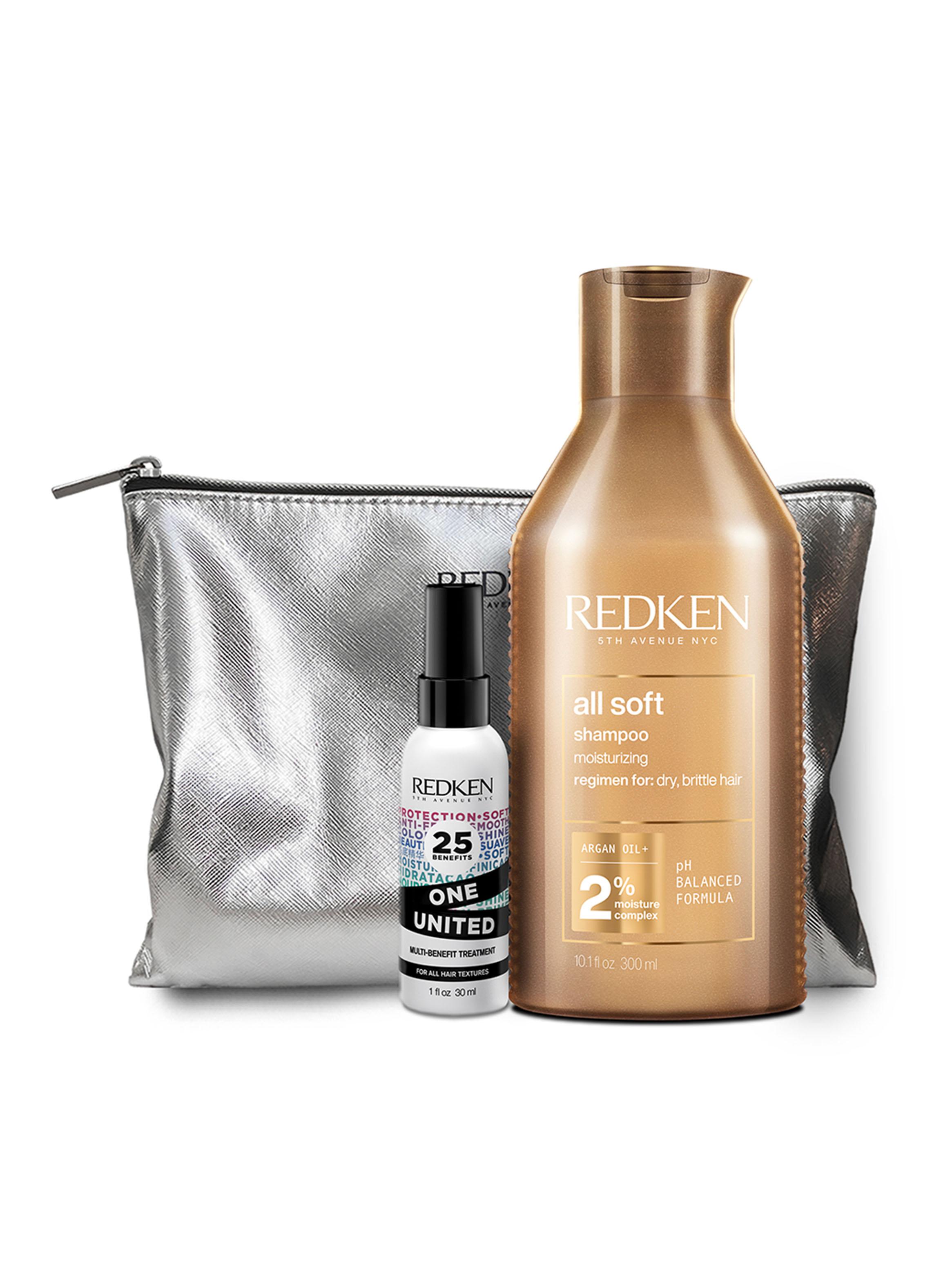 Set Shampoo All Soft 300ml + One United 30ml + Cosmetiquero-0