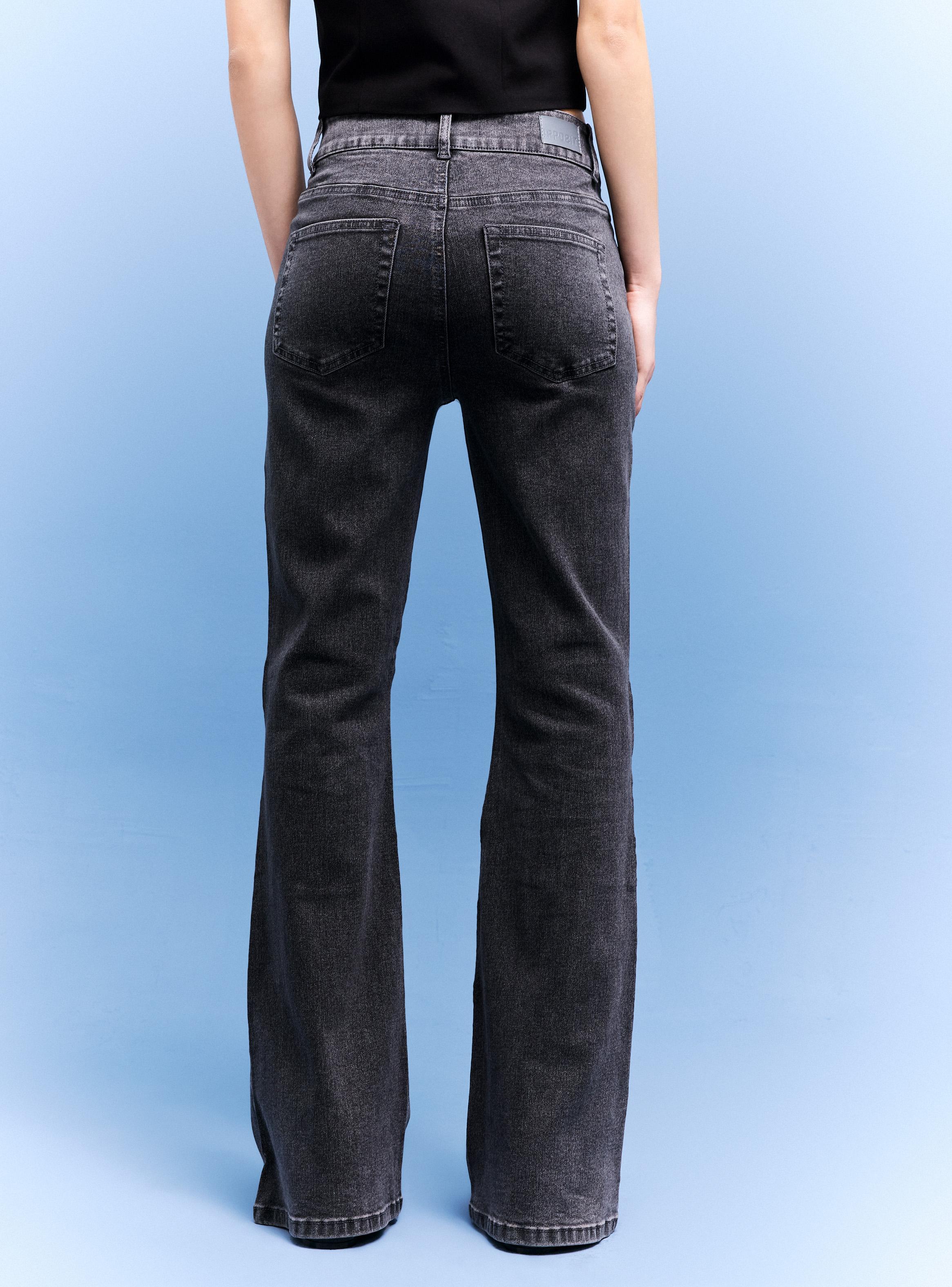 Jeans Flare Tiro Bajo Bragueta Amarras-1