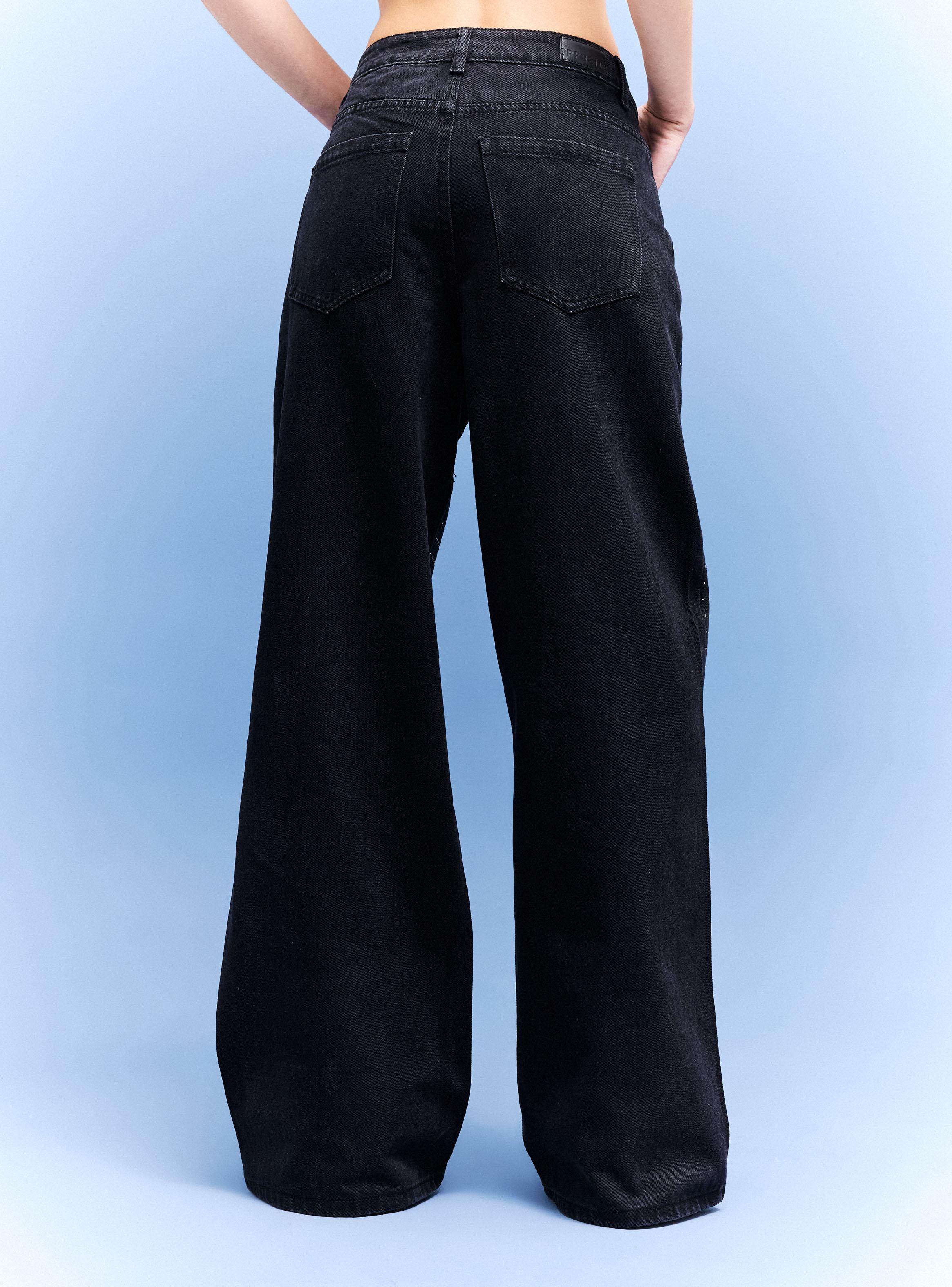 Jeans Wide Leg con Aplicación de Brilllos-1