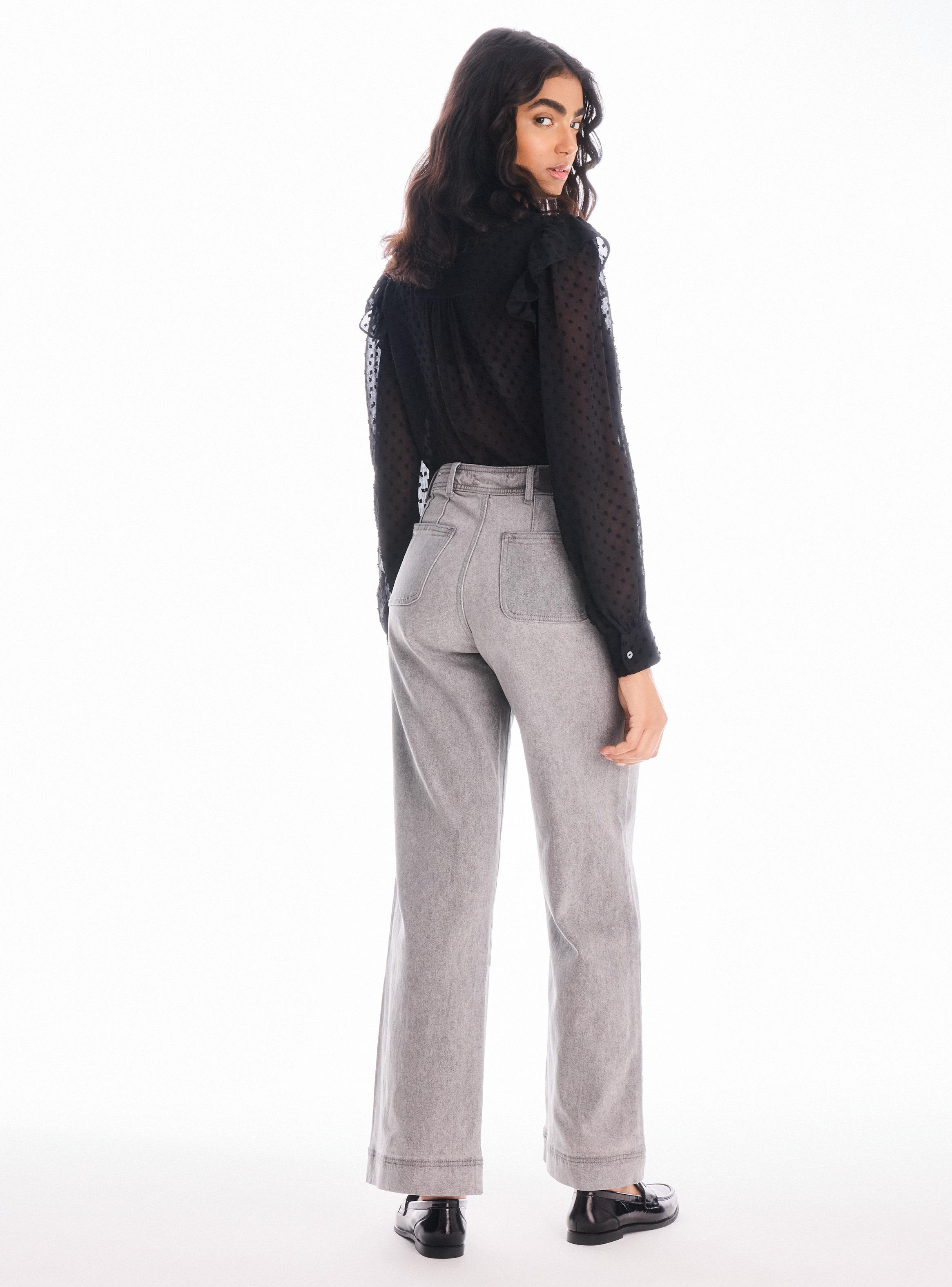 Jeans Wide Leg con Bolsillos Delanteros y Corte Pierna-5
