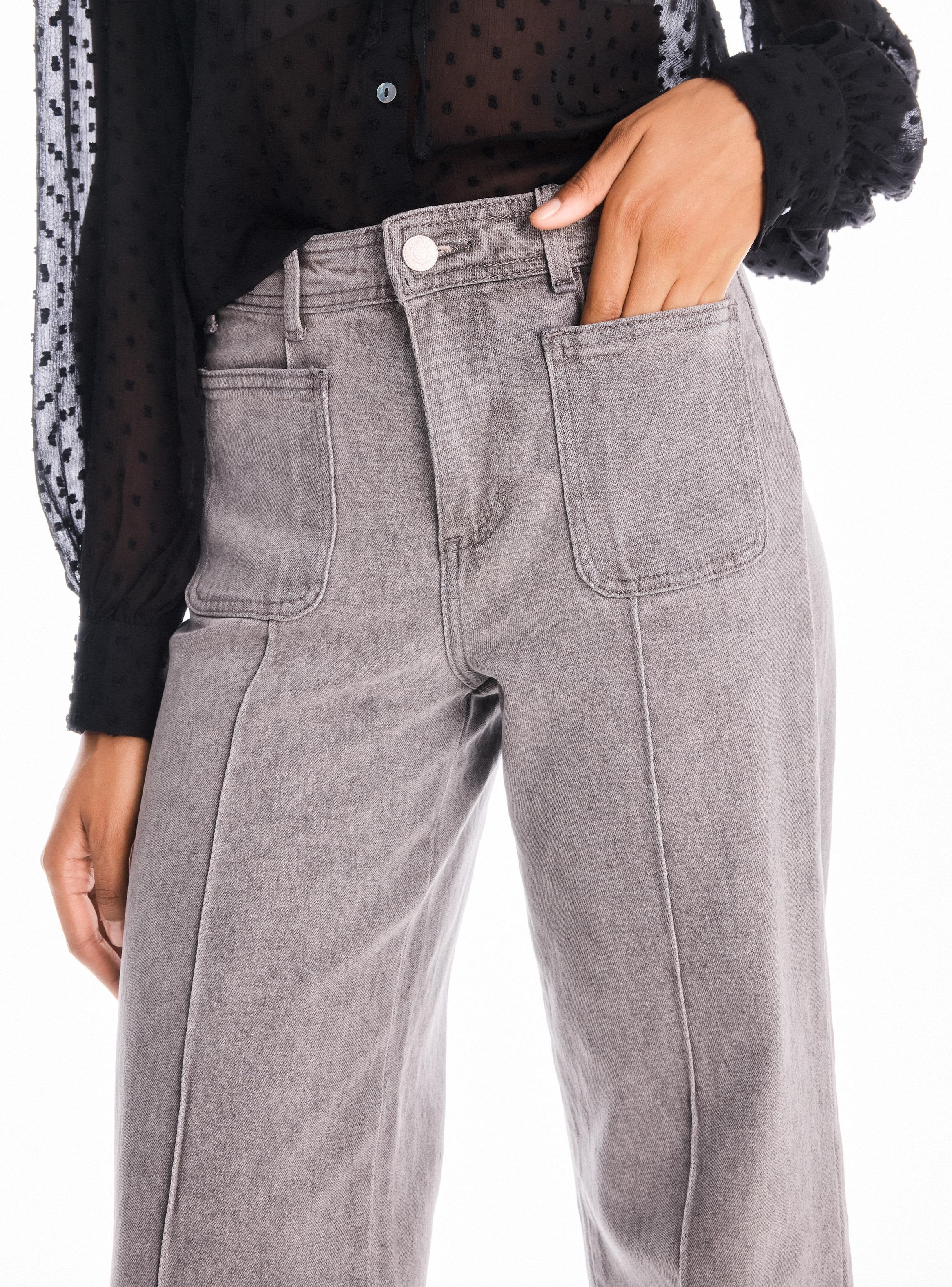 Jeans Wide Leg con Bolsillos Delanteros y Corte Pierna-2
