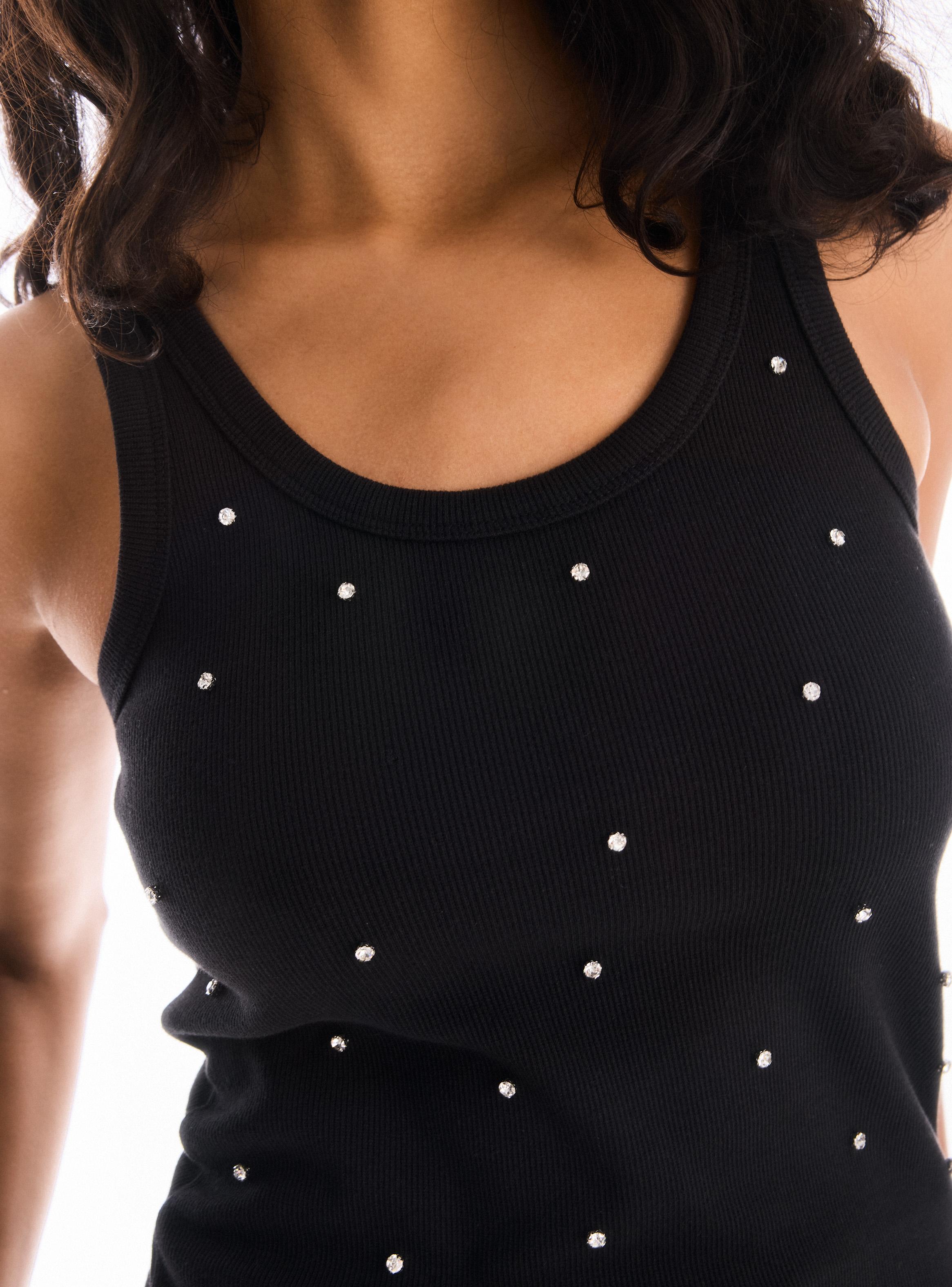 Polera Halter Aplicación Joyas-2
