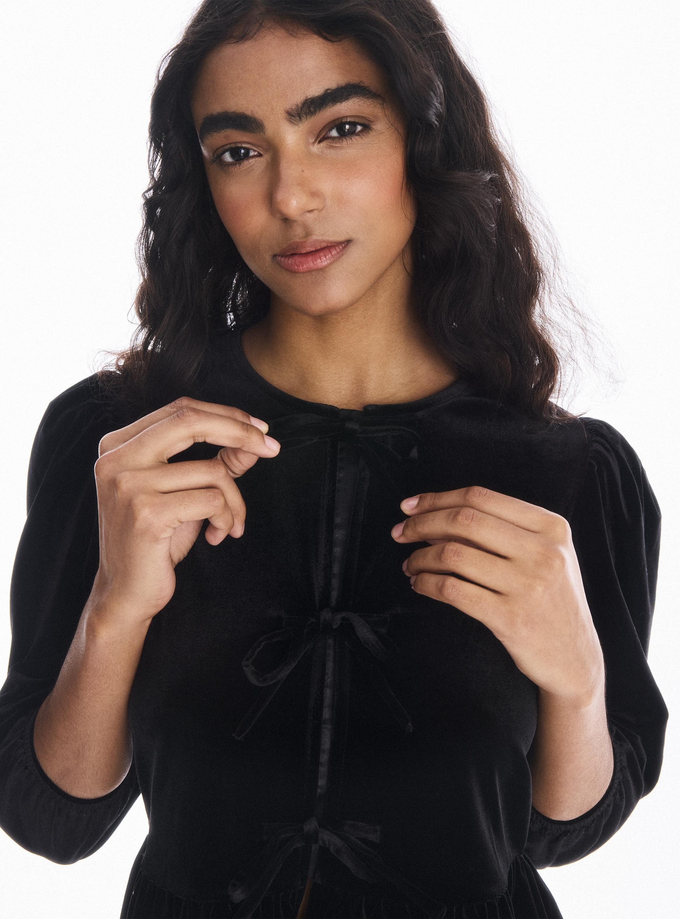 Blusa Manga Abullonada Coret Peplum con Amarras-3