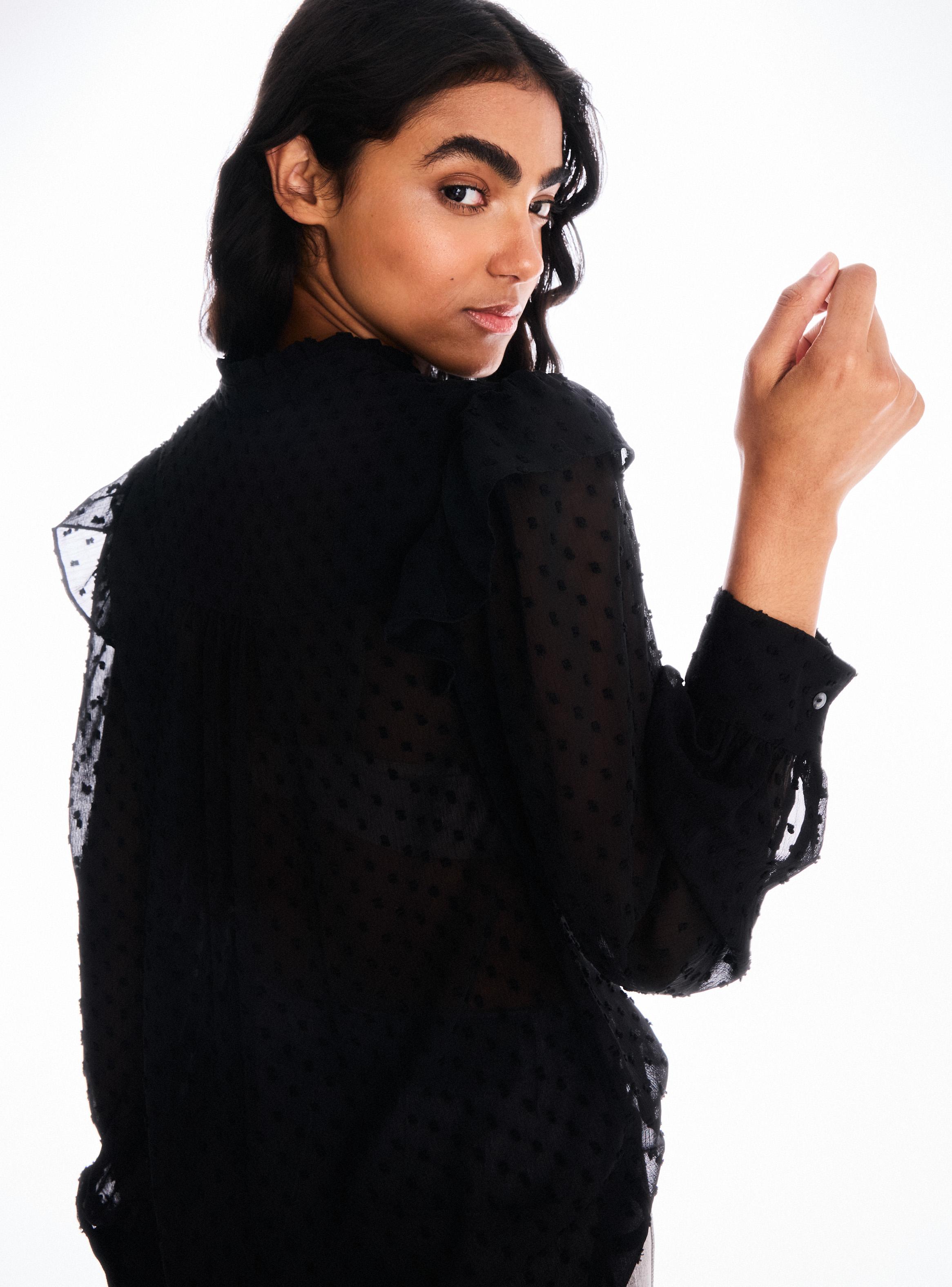 Blusa Manga Abullonada con Vuelos Plumeti-3