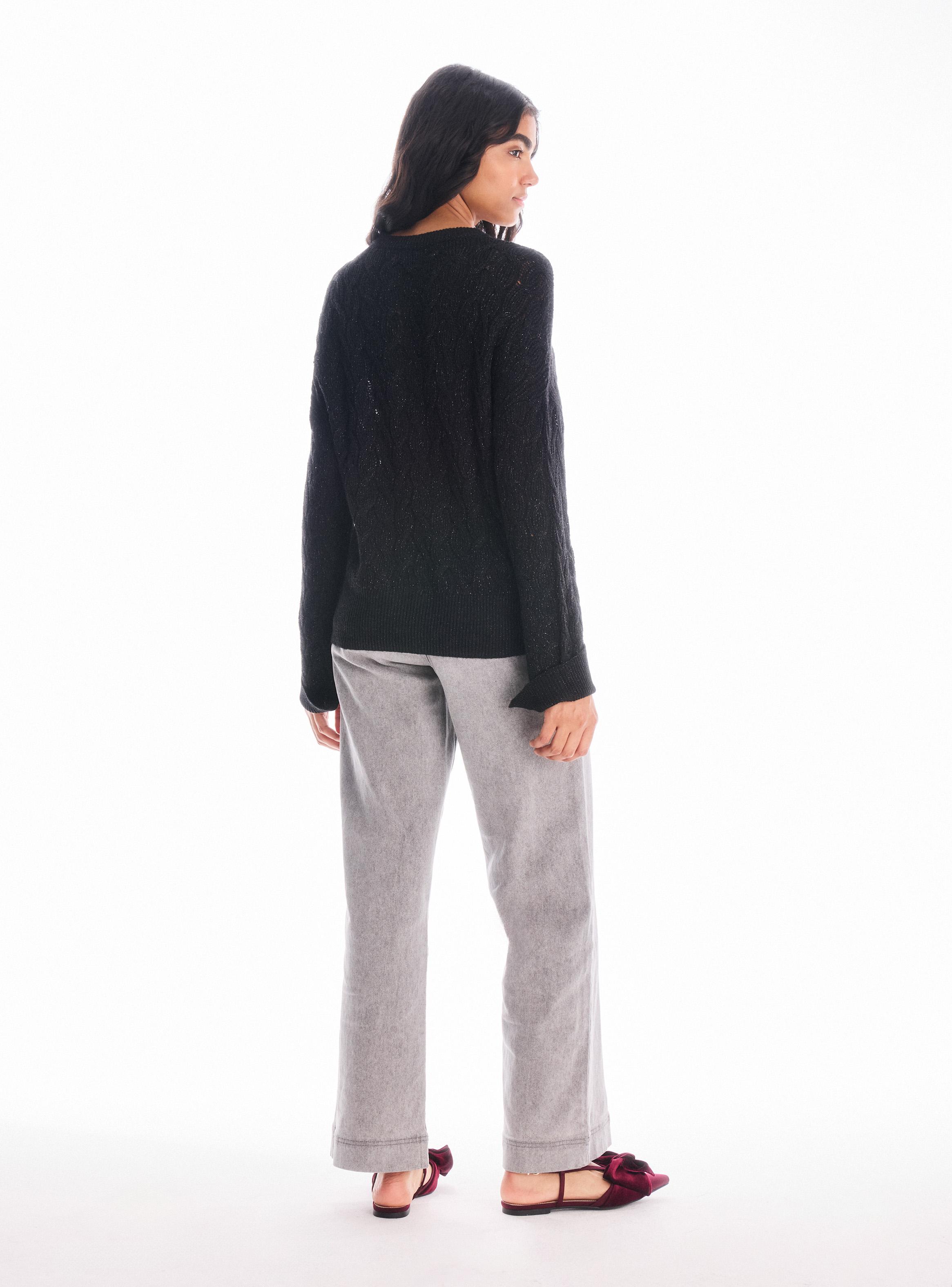 Sweater Trenzado con Hilo Metalizado-5