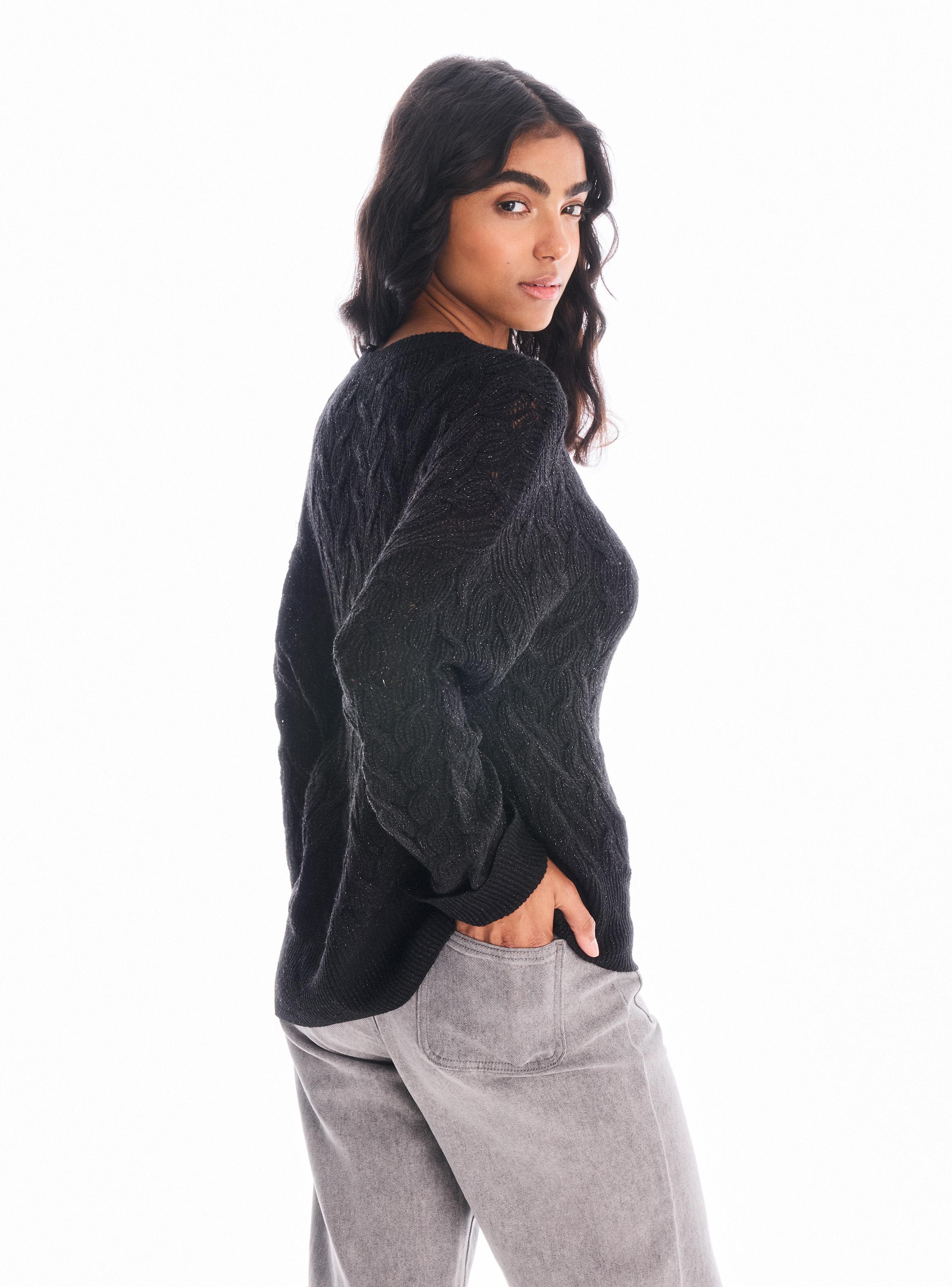 Sweater Trenzado con Hilo Metalizado-1